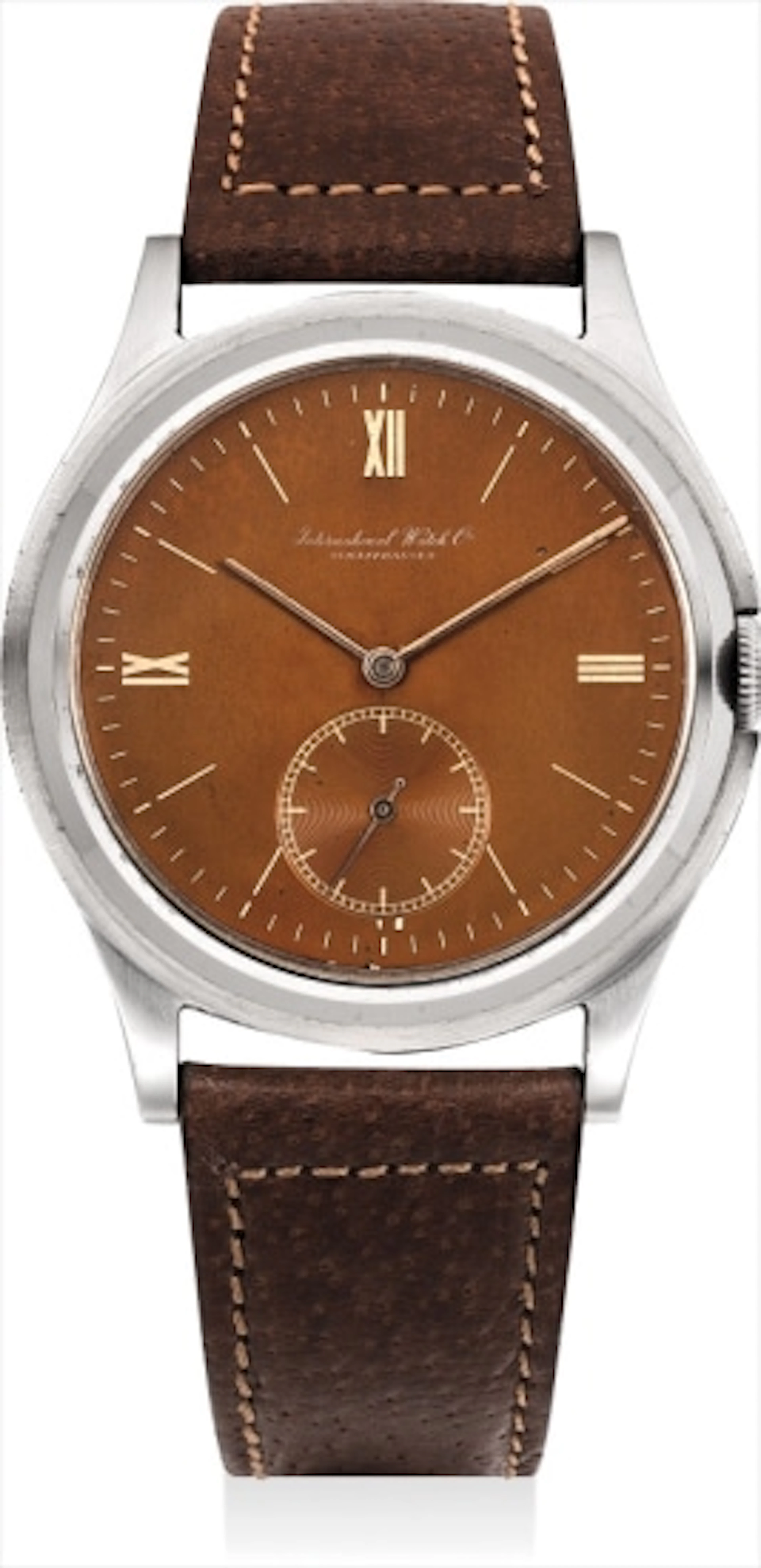An attractive stainless steel wristwatch with “tropical" dial
