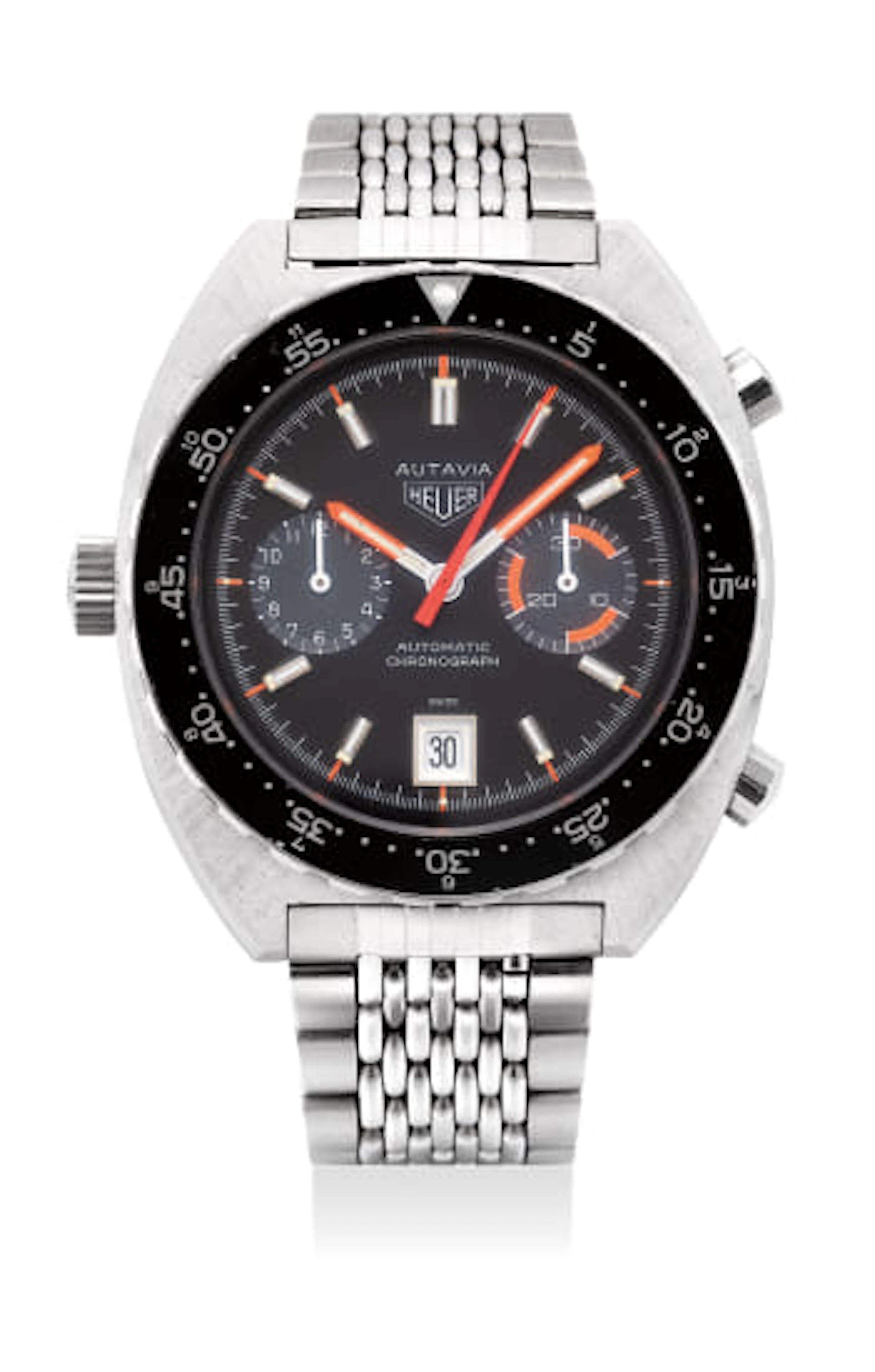 A rare and well-preserved stainless steel chronograph...