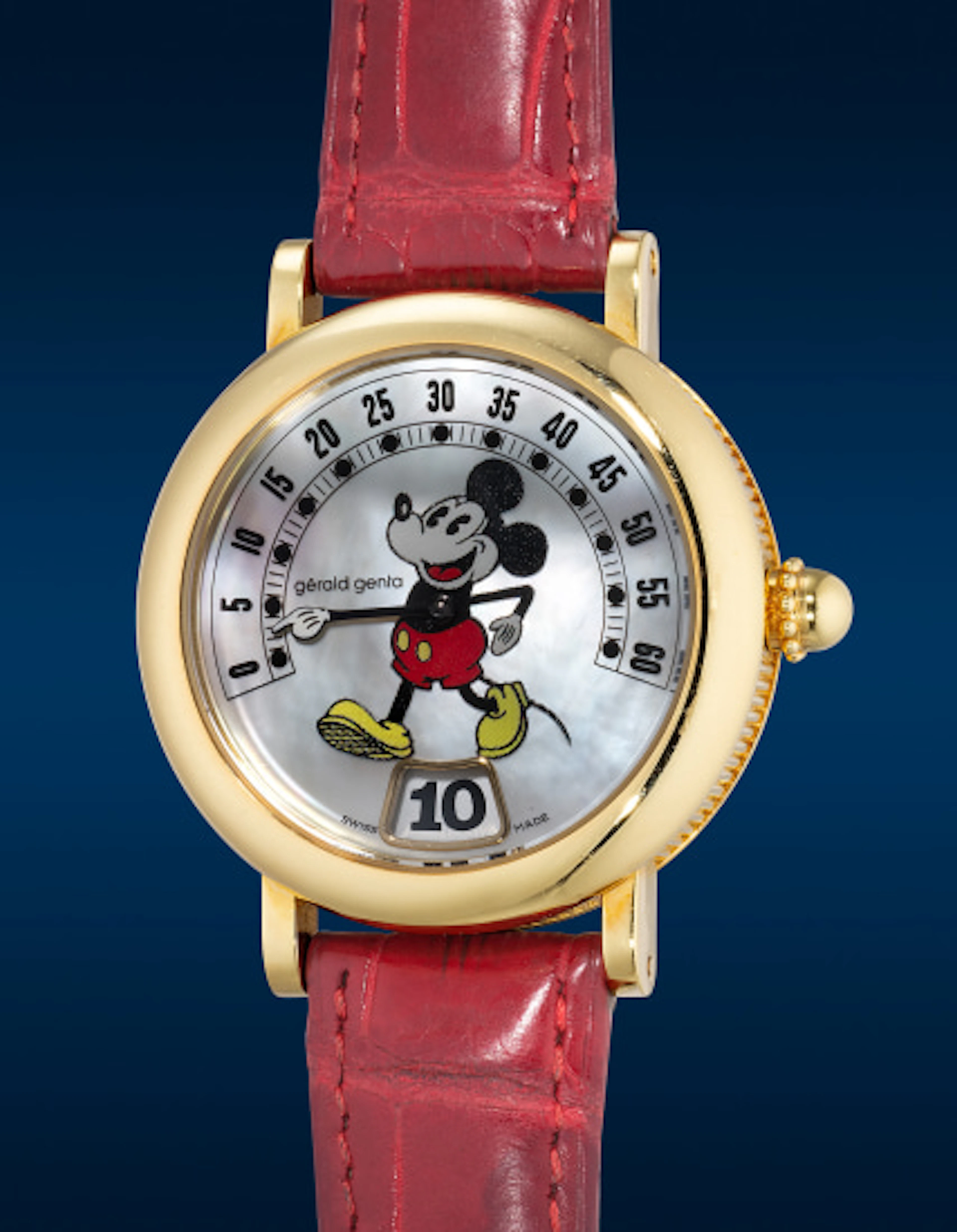 Gérald Genta - A rare and whimsical yellow gold wristwatch with jumping hours