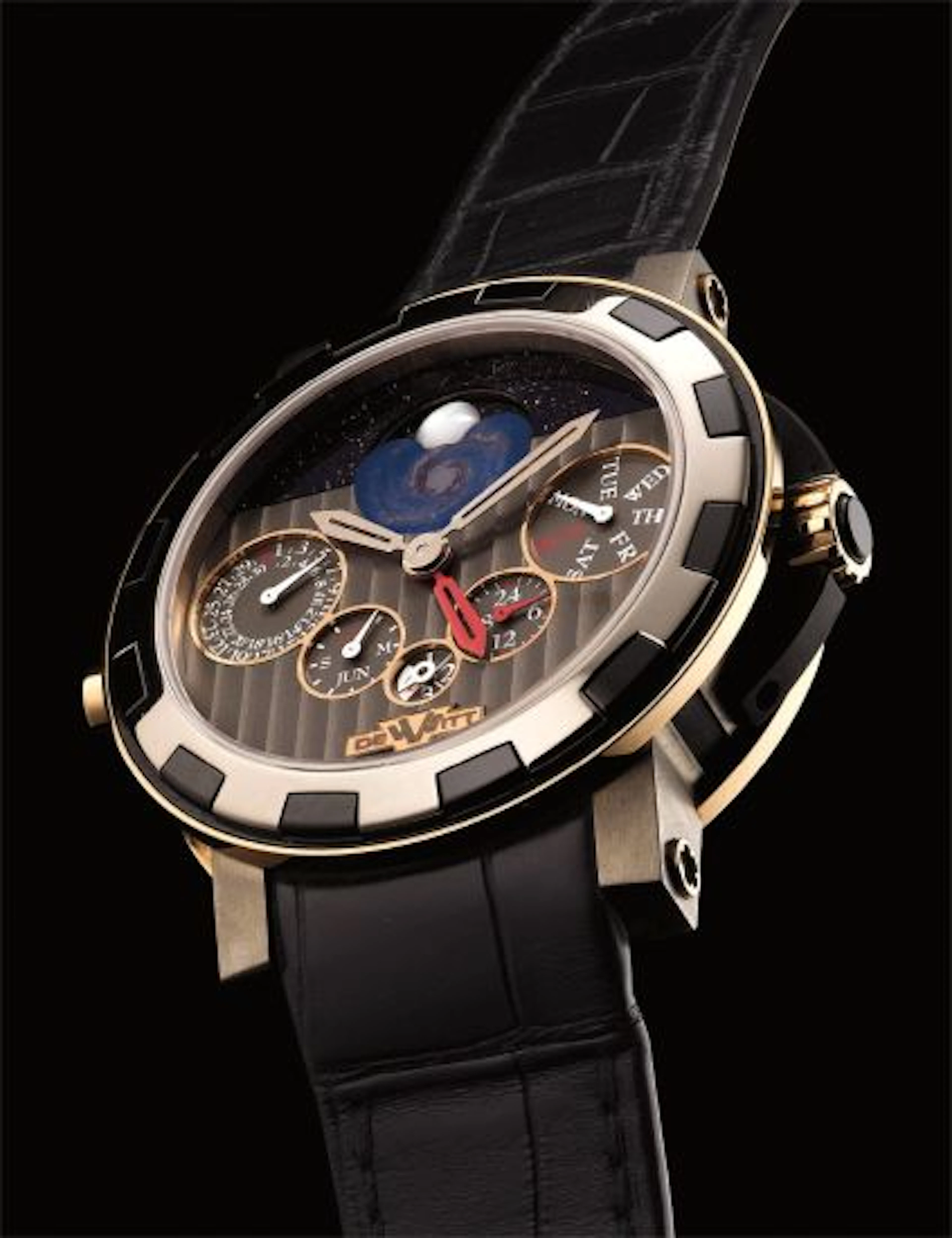 A very fine and attractive pink gold, titanium and black ceramic