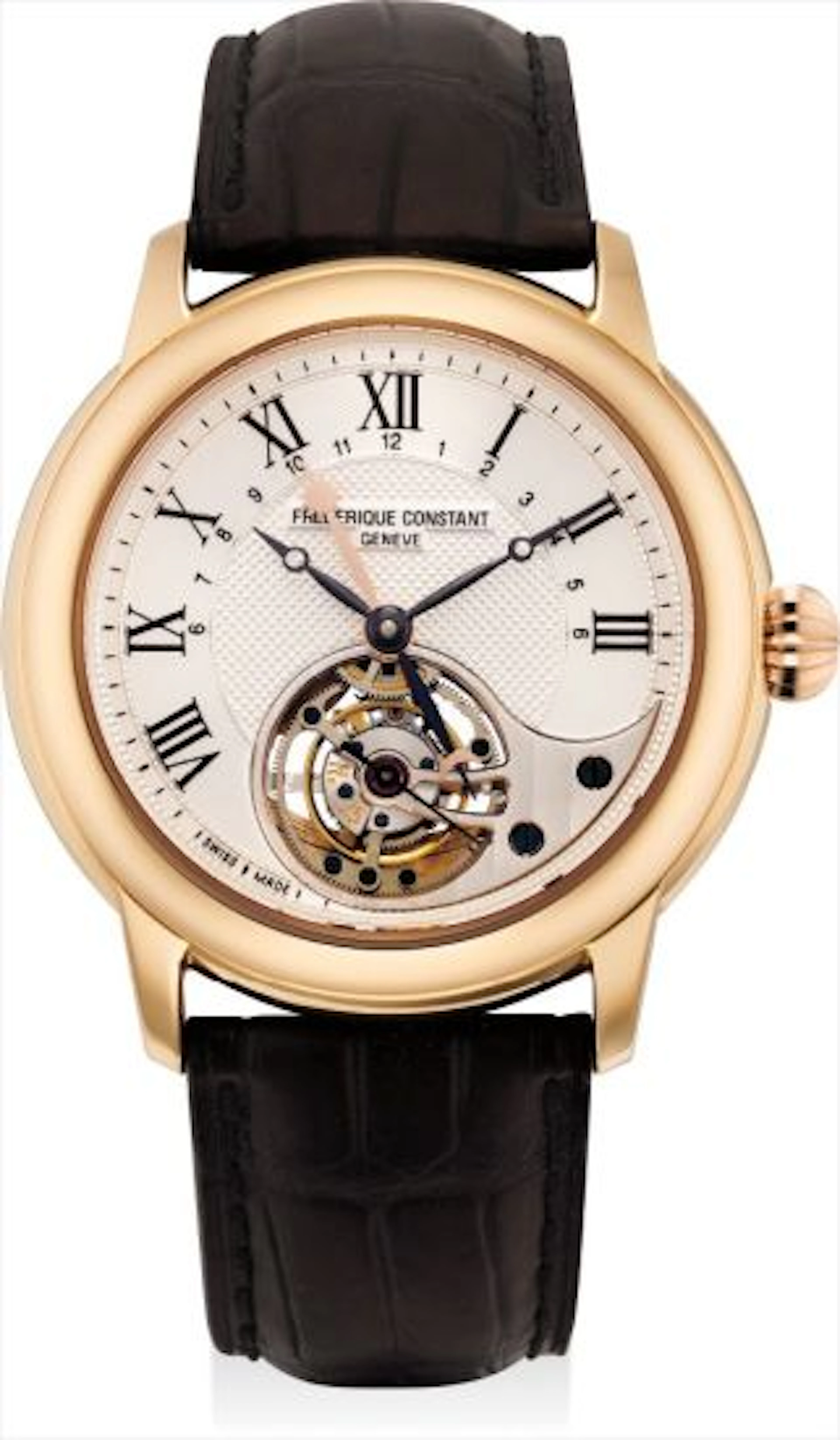 A fine pink gold tourbillon wristwatch with day and night indicator
