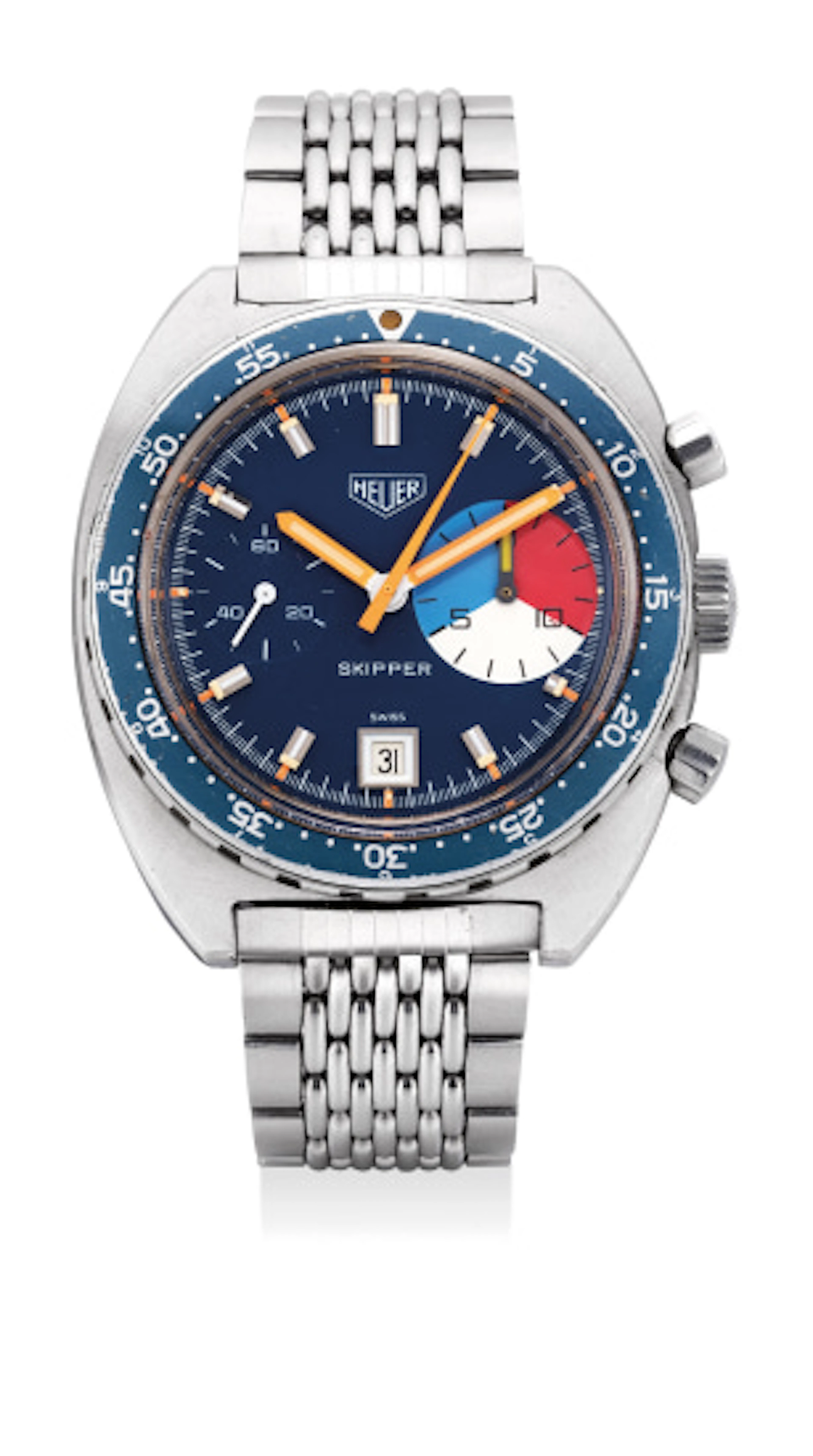 A rare and attractive stainless steel yacht timer...