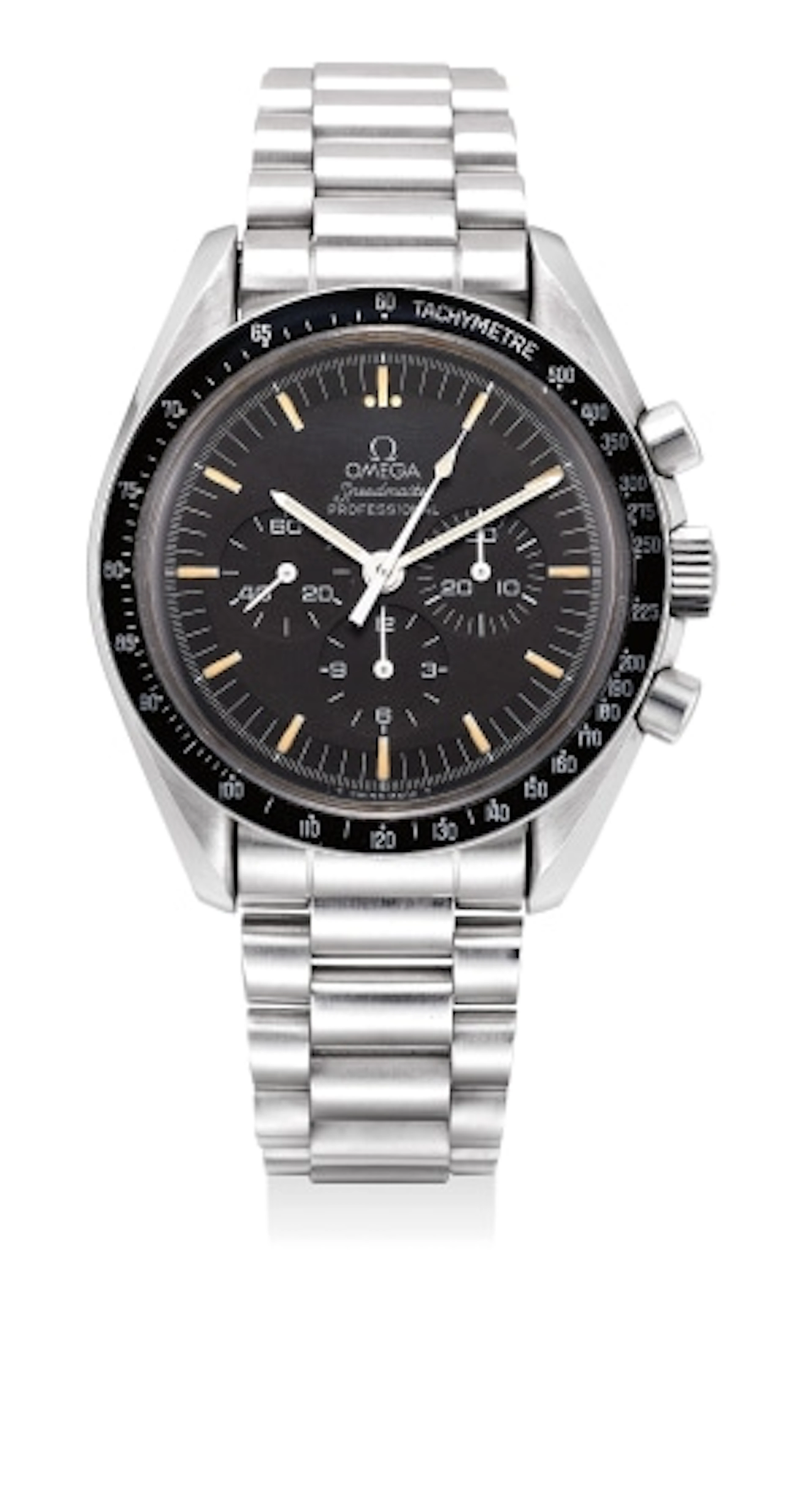 A fine stainless steel chronograph wristwatch with tachymeter scale and bracelet