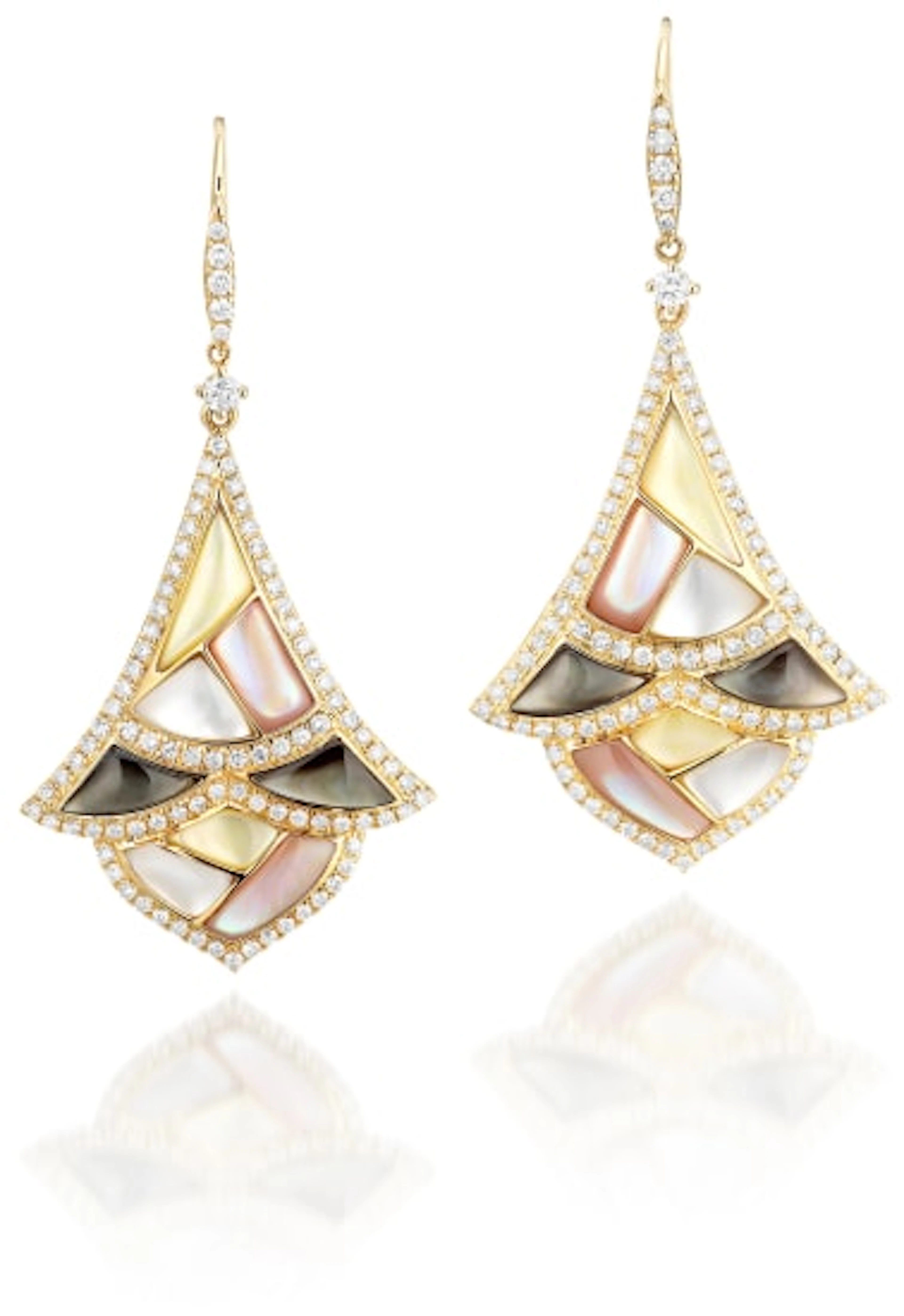NoArtist - A Pair of Mother-of-Pearl and Diamond Earrings