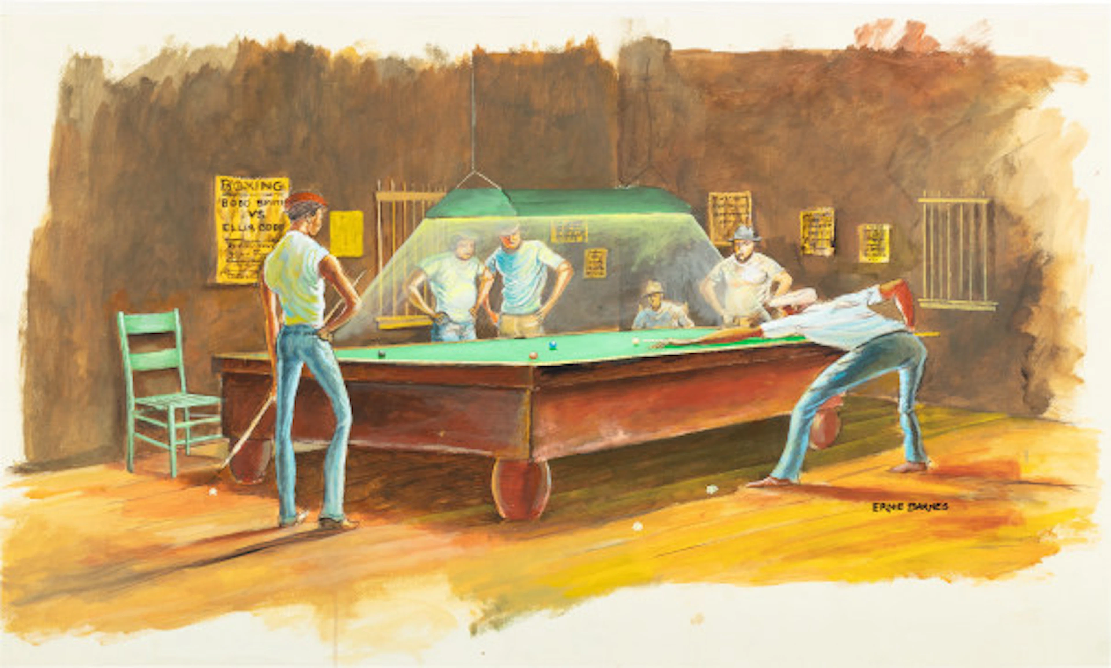 Ernie Barnes - Pool Hall Scene