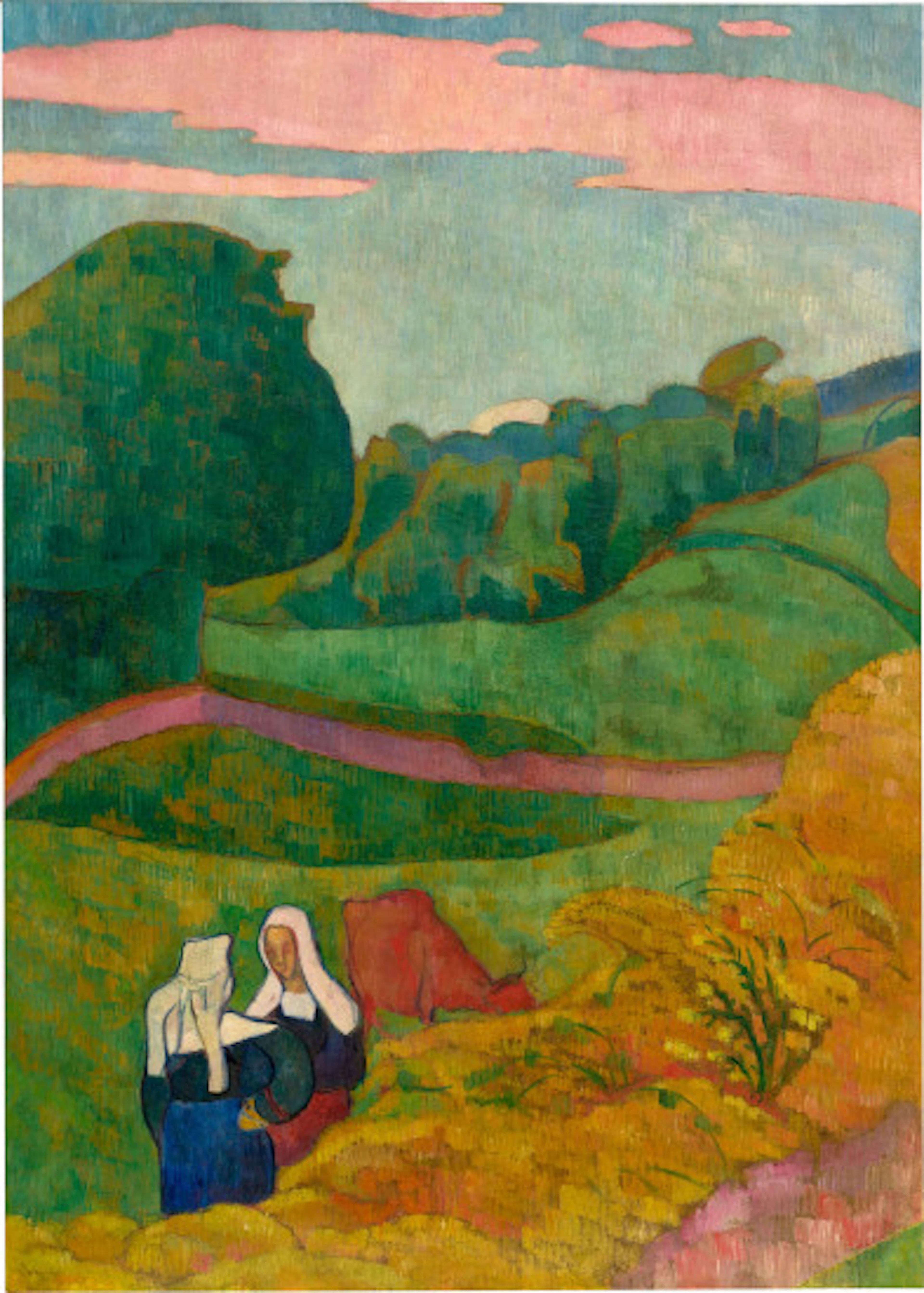 Émile Bernard - Paysage de Bretagne (Paysage avec deux Bretonnes et vache)