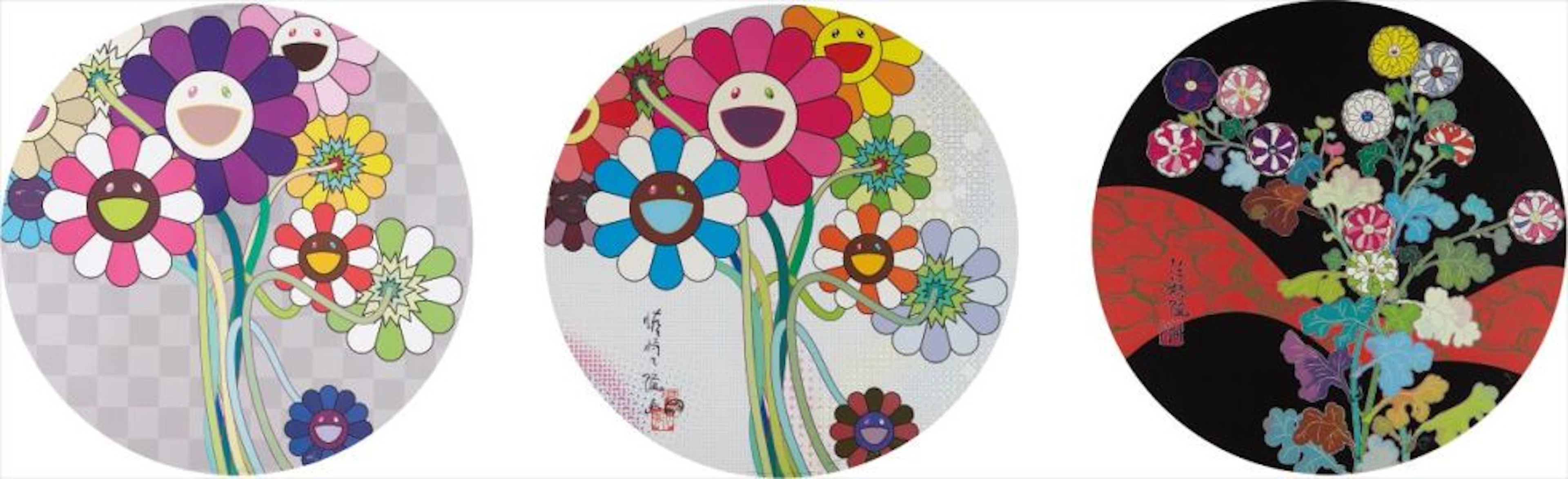 Even The Digital Realm Has Flowers to Offer; Purple Flowers in A Bouquet; and Kansei: Fresh Blood, 2010-2014 – Takashi Murakami