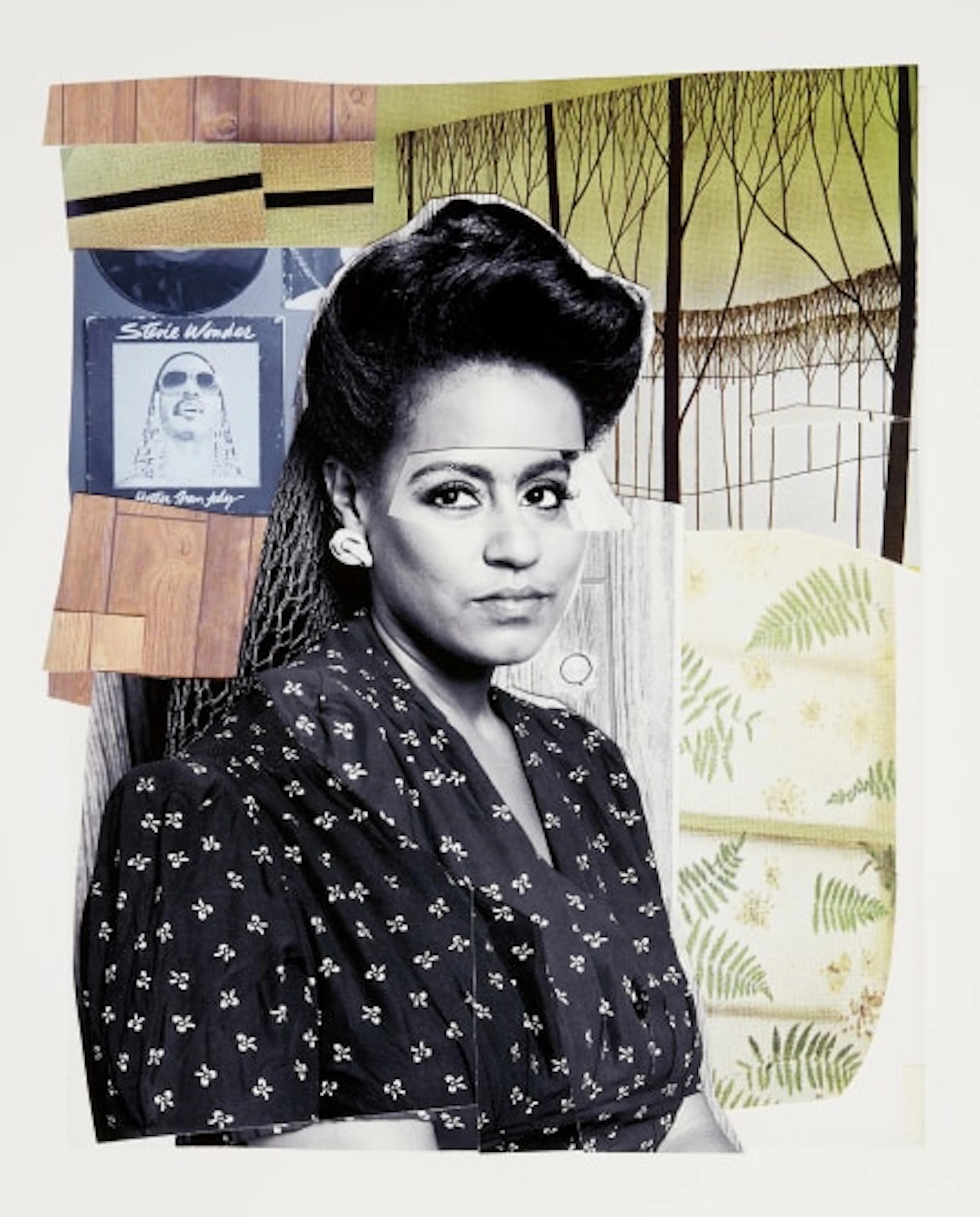 Mickalene Thomas - Clarivel with Black Blouse with White Ribbo