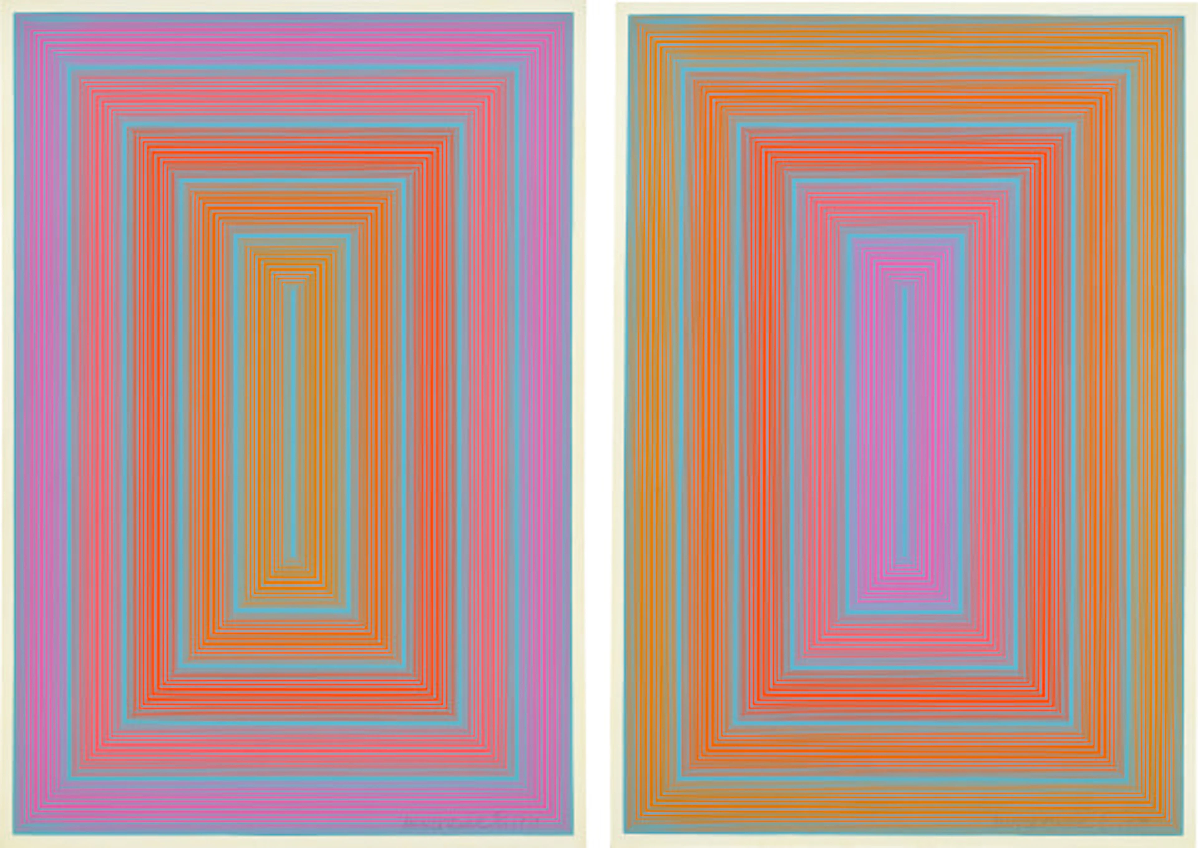 Richard Anuszkiewicz - Reflections I-Blue Line With Ochre...