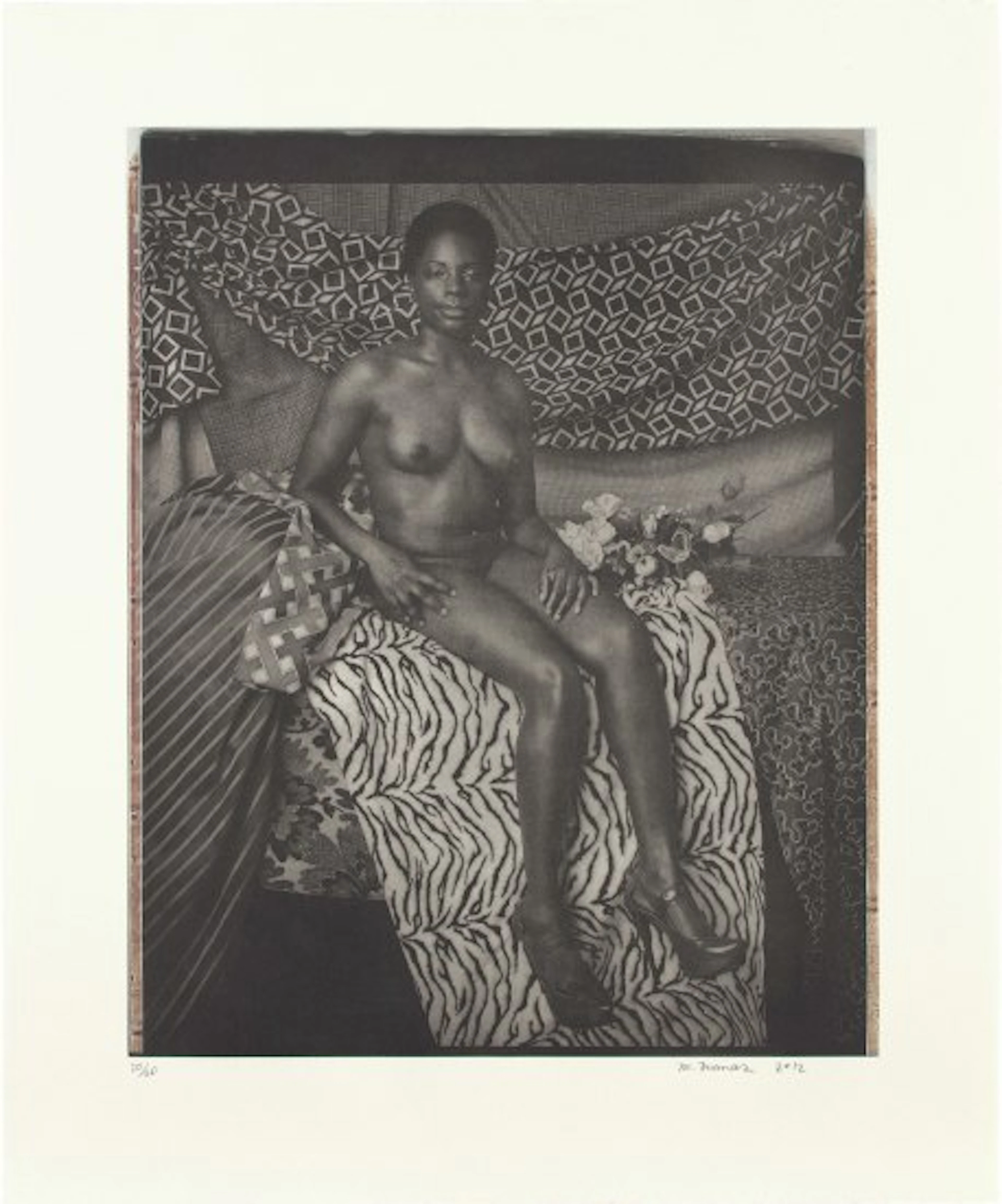 Mickalene Thomas - Portrait of Marie Sitting in Black and White