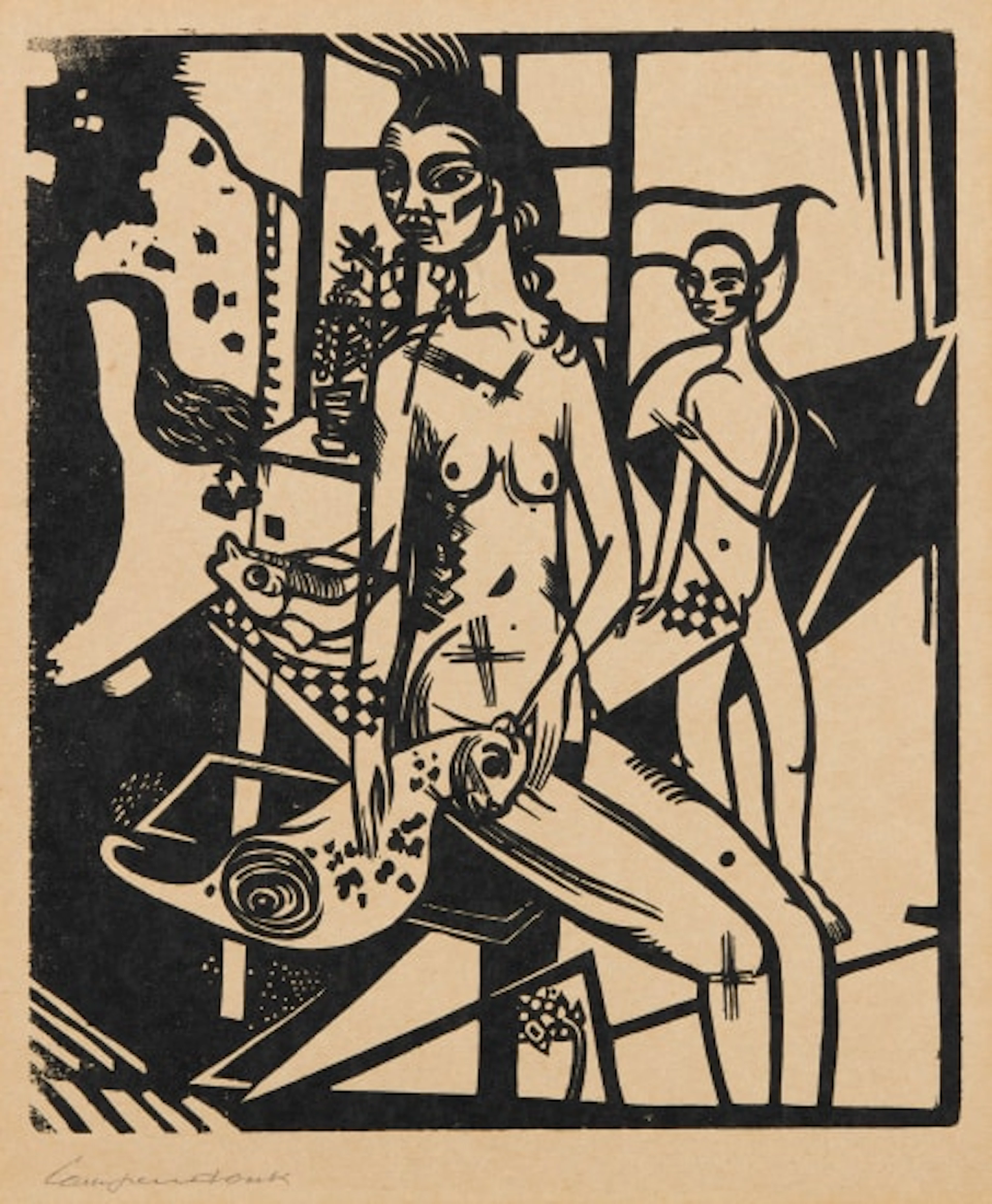 Heinrich Campendonk - Interieur mit zwei Akten