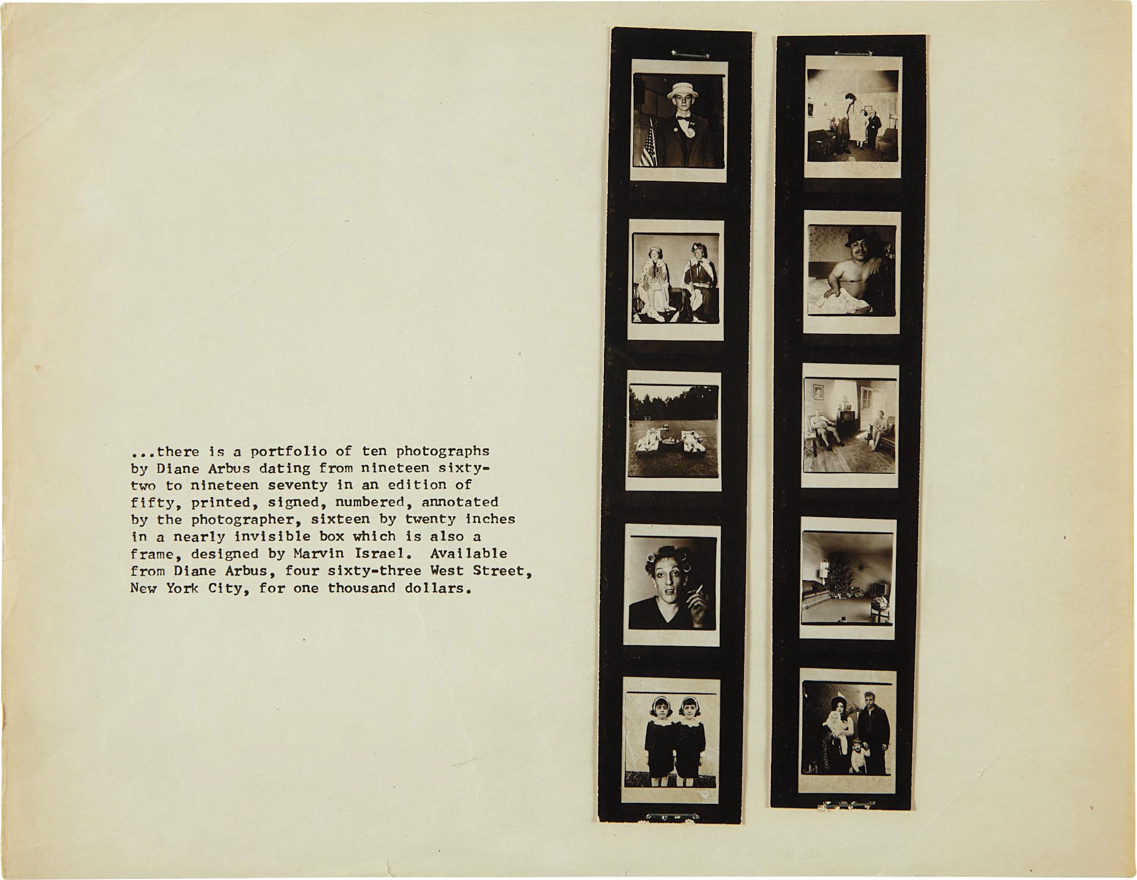 Promotion Flyer for 'A Box of Ten Photographs', 1970-1971 – Diane Arbus