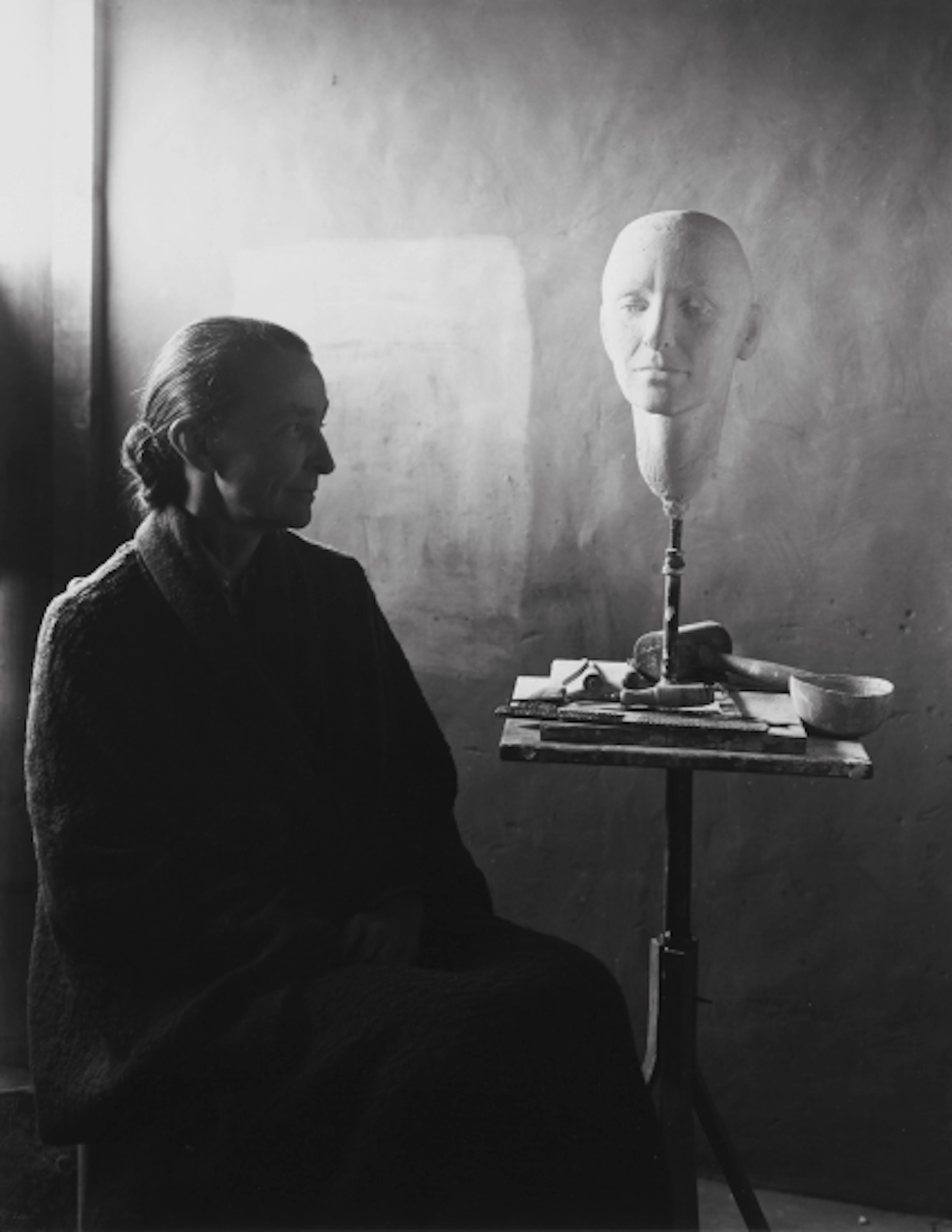 Georgia O’Keeffe and Head of O’Keeffe by Mary Callery, Ghost Ranch, New Mexico