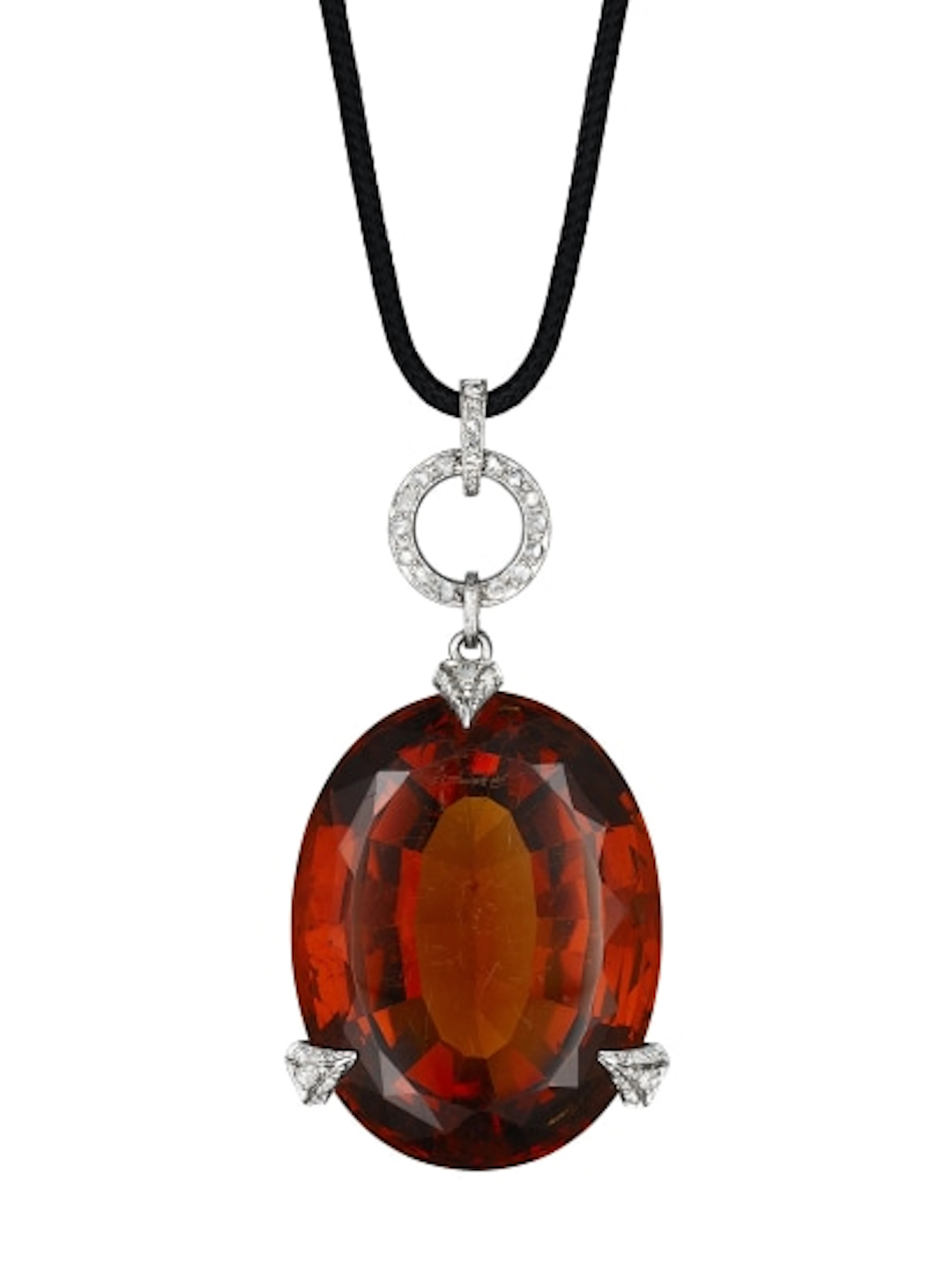 Georges Fouquet - Art Deco Citrine and Diamond Pendant Necklace