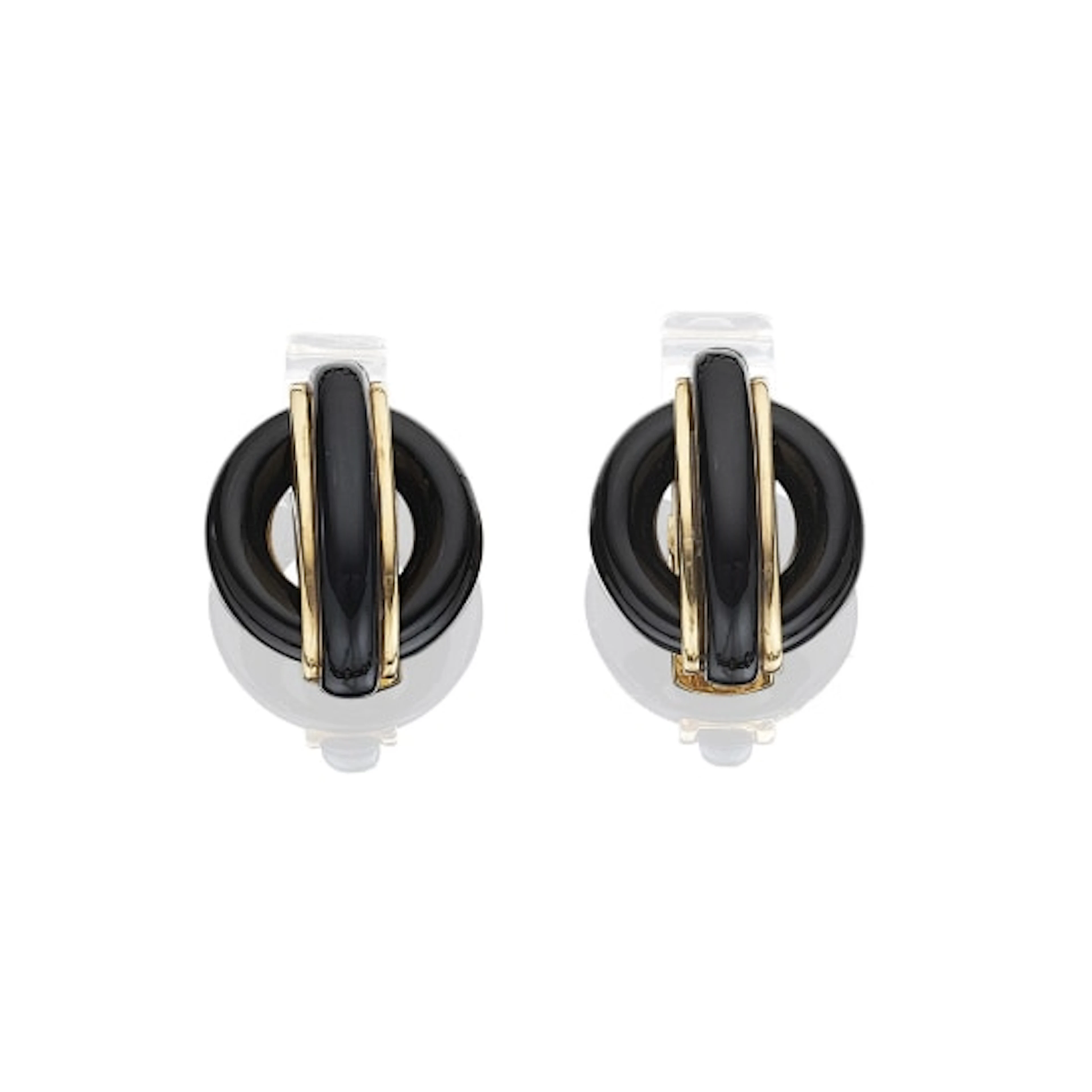 Aldo Cipullo for Cartier - Pair of Onyx and Agate Ear Clips