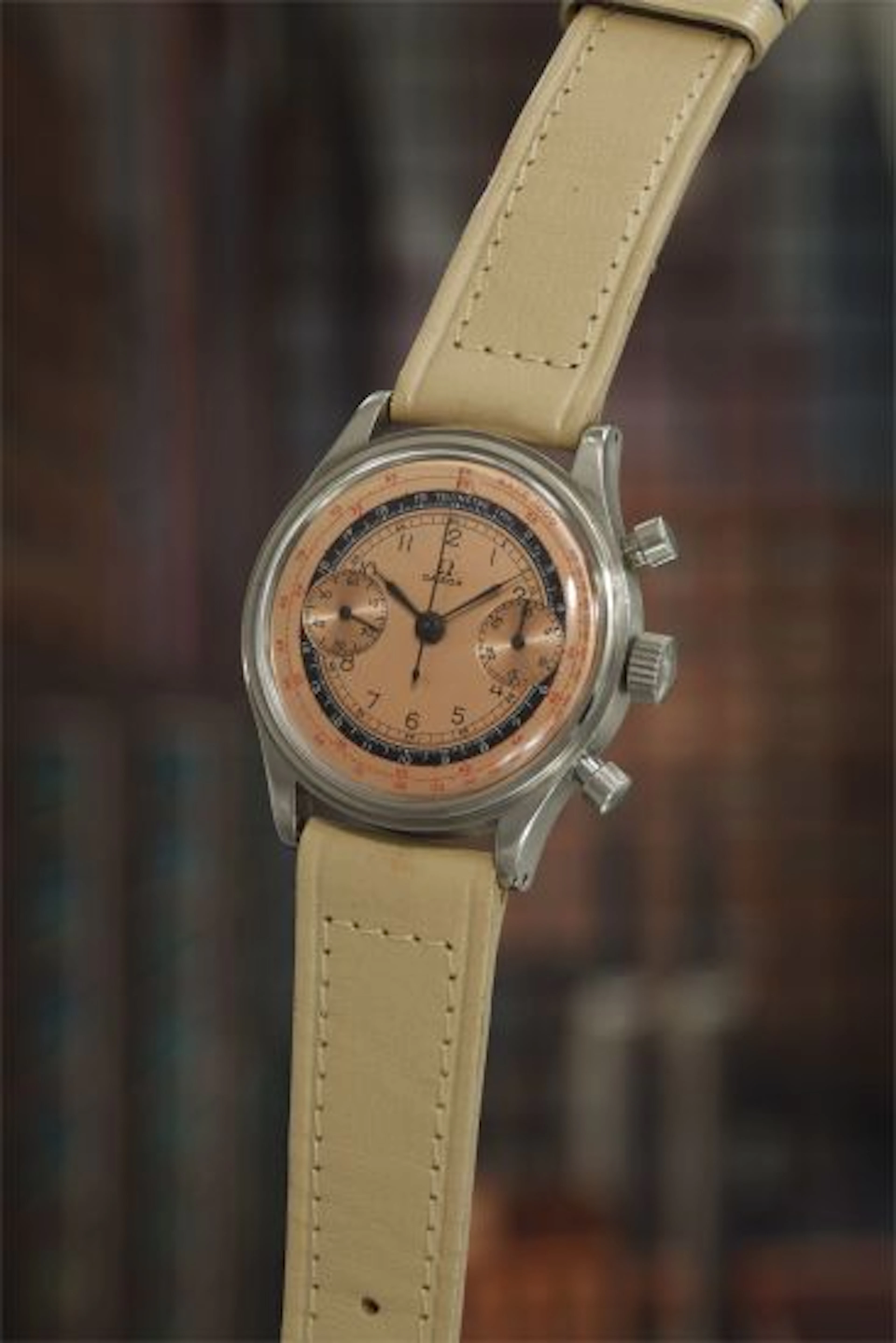 A highly attractive and rare stainless steel chronograph wristwatch