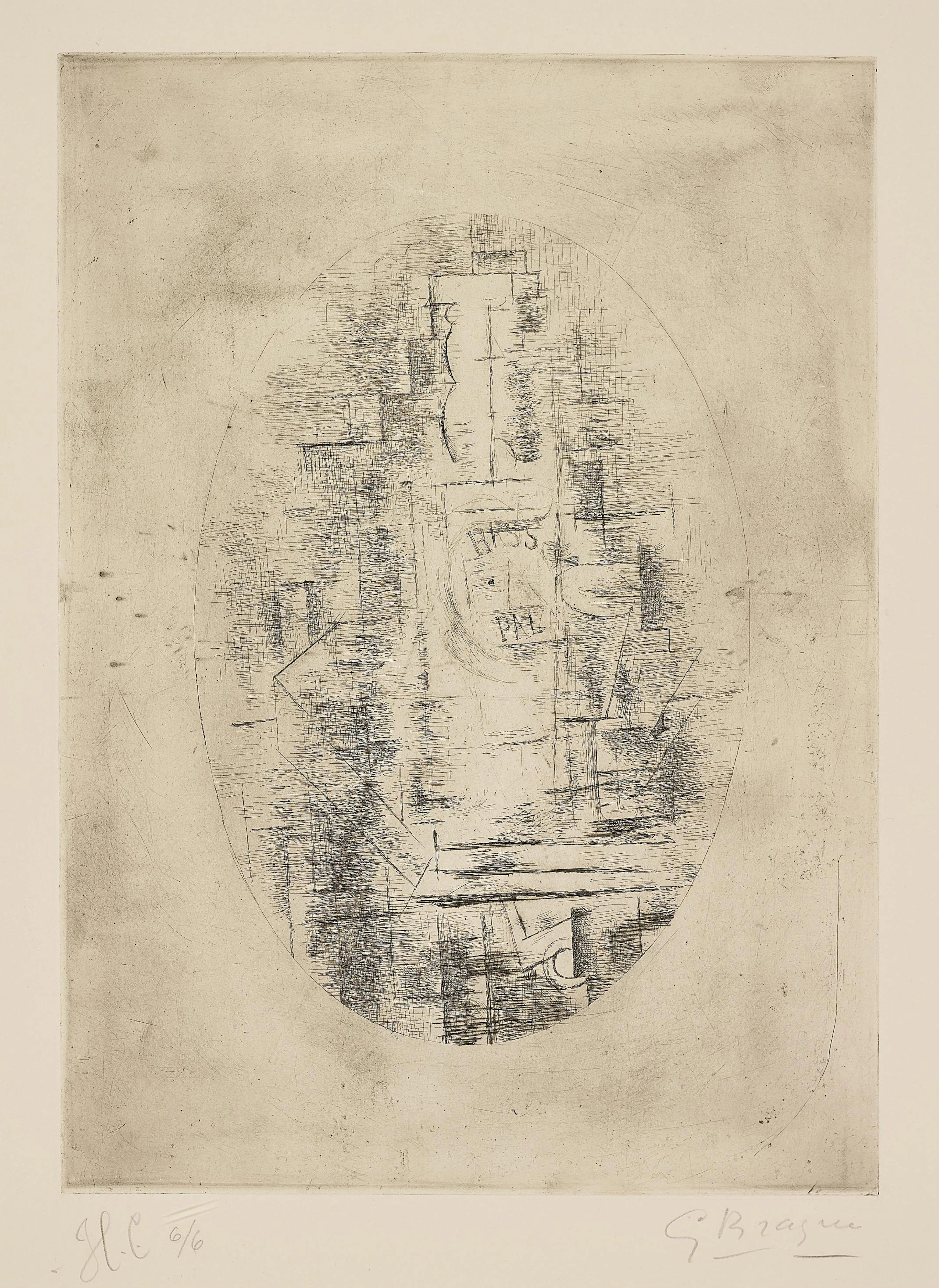 Pal (Bouteille de Bass et verre sur une table) (Bass Bottle and Glass on Table), 1911 – Georges Braque