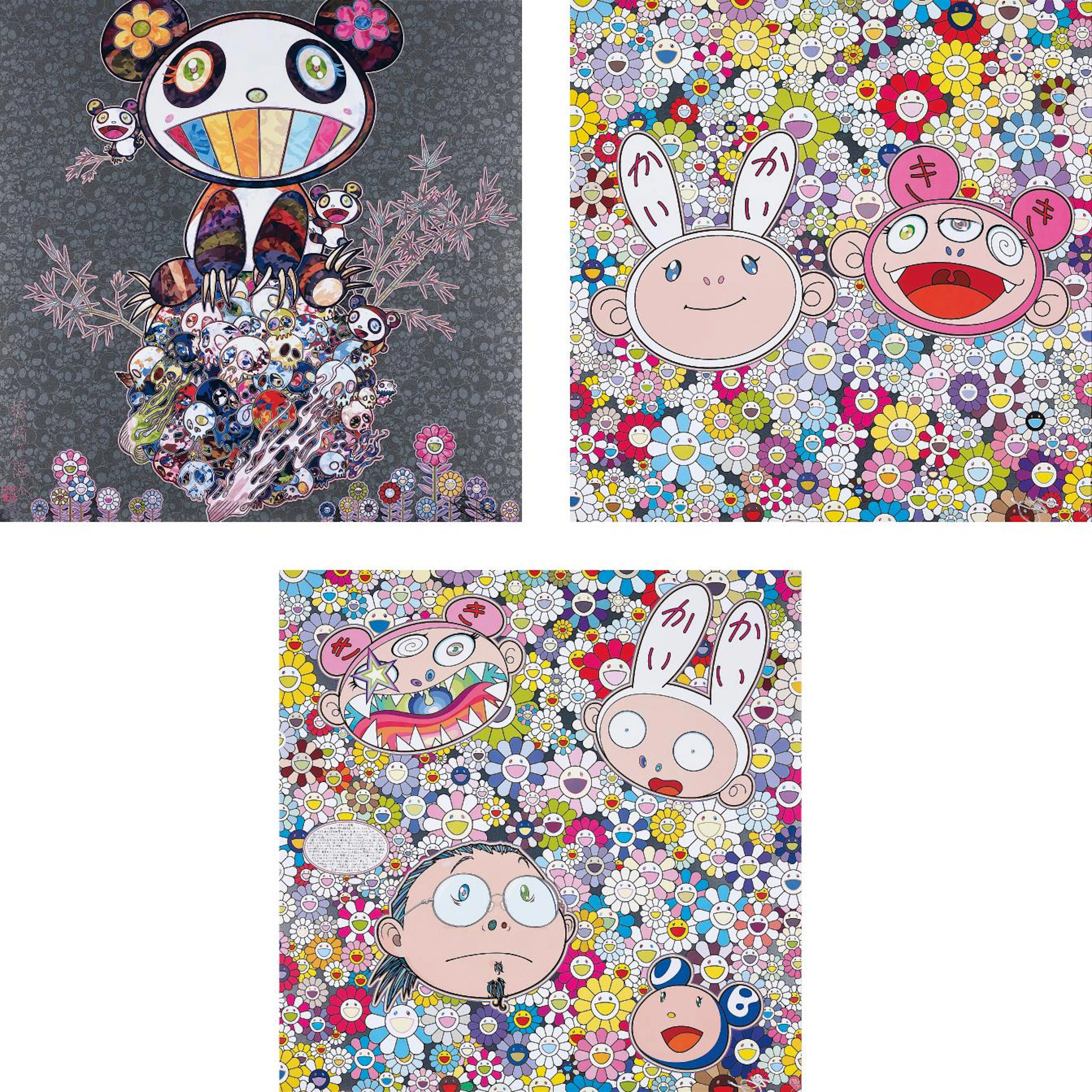 Panda & Panda Cubs; Kaikai & Kiki: Dreaming of Shangri-la; and The Creative Mind, 2015 – Takashi Murakami