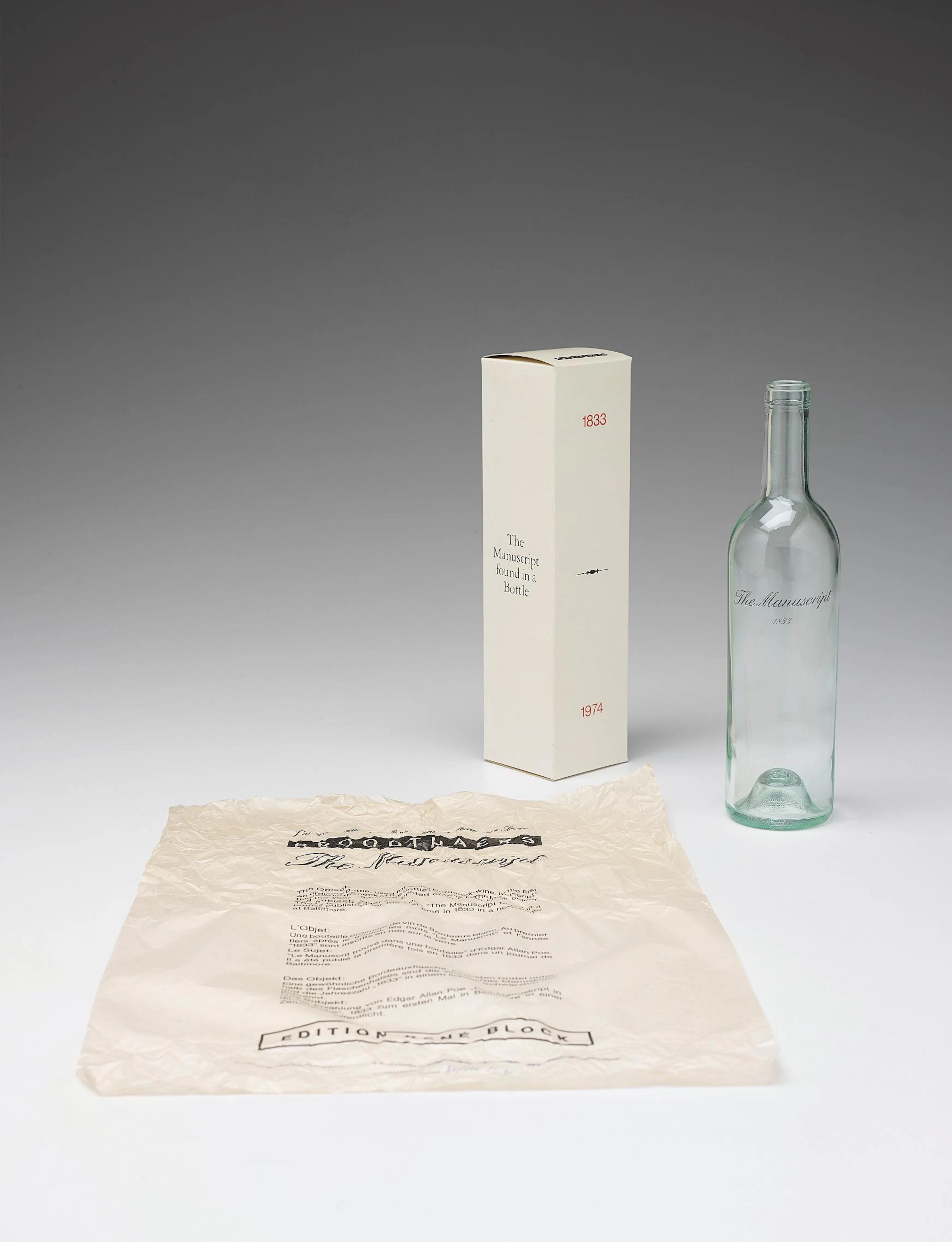 Le Manuscrit trouvé dans une bouteille (The Manuscript Found in a Bottle), 1974 – Marcel Broodthaers
