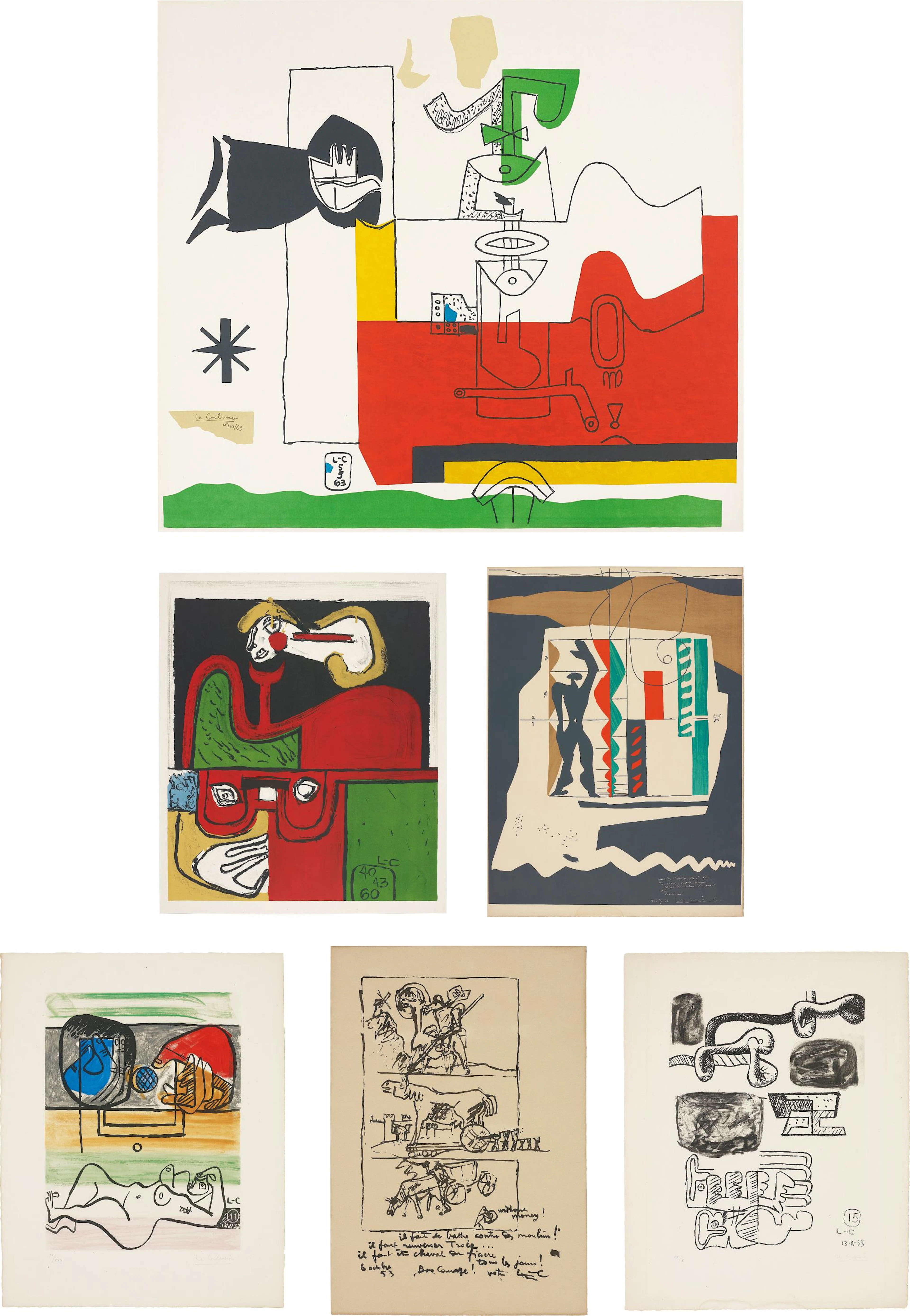 Totem; Portrait; Modular; Unité: two plates; and Don Quijote, C. 1955-1965 – Le Corbusier