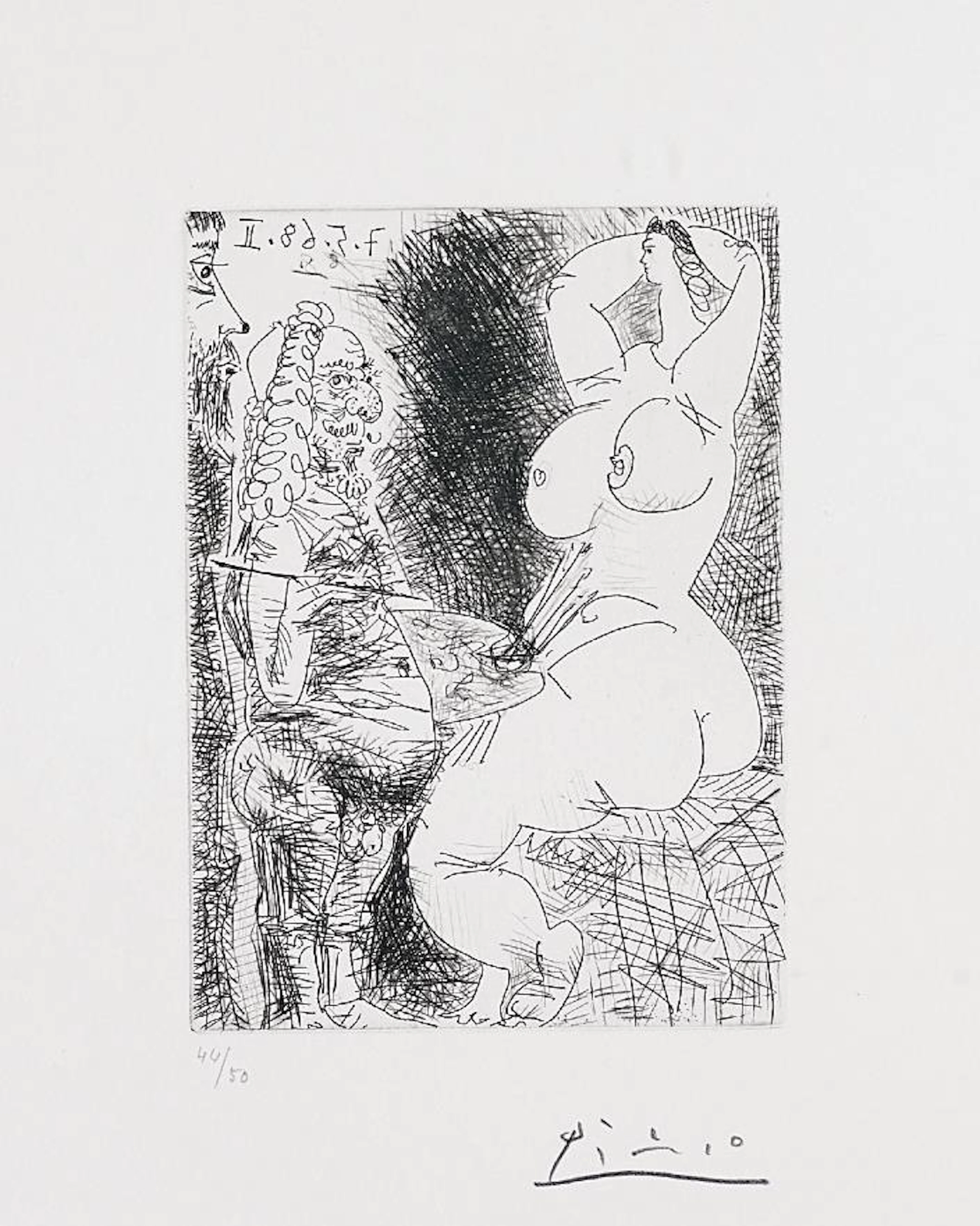 Vieux Peintre, Modèle et Spectateur (Old Painter, Model and Spectator), pl. 68 from Séries 347, 1968 – Pablo Picasso