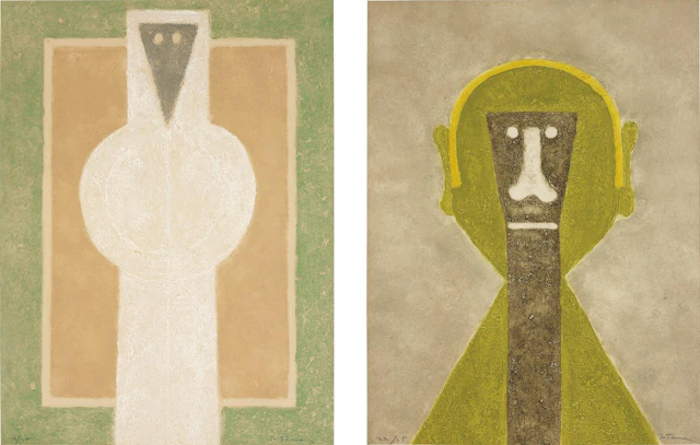 Personaje Blanco (White Person); and Cabeza en Amarillo (Head in Yellow), 1976 – Rufino Tamayo