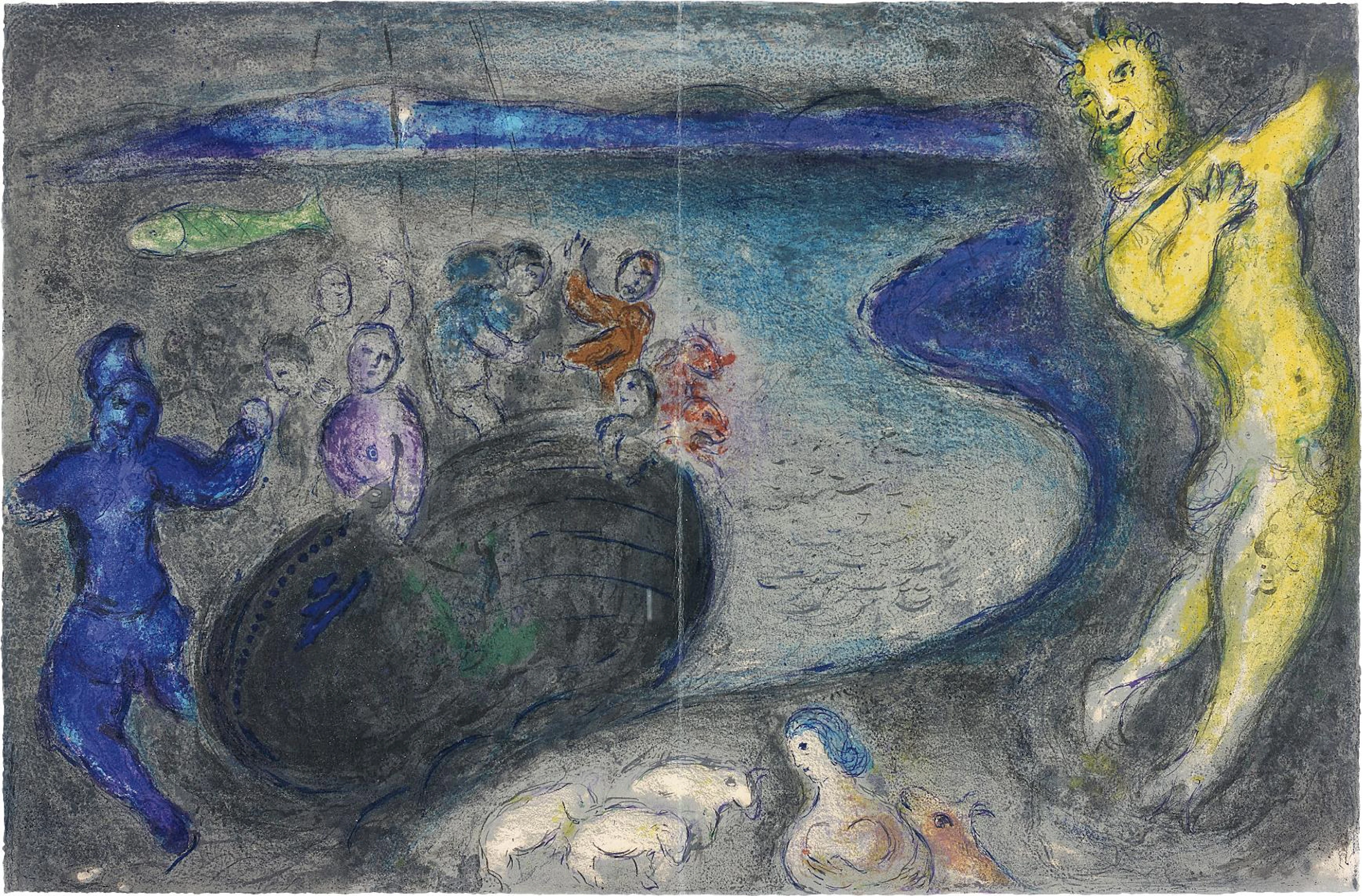 Le Songe du Capitaine Bryaxis (Captain Bryaxis' Dream), pl. 21 from Daphnis et Chloé, 1961 – Marc Chagall
