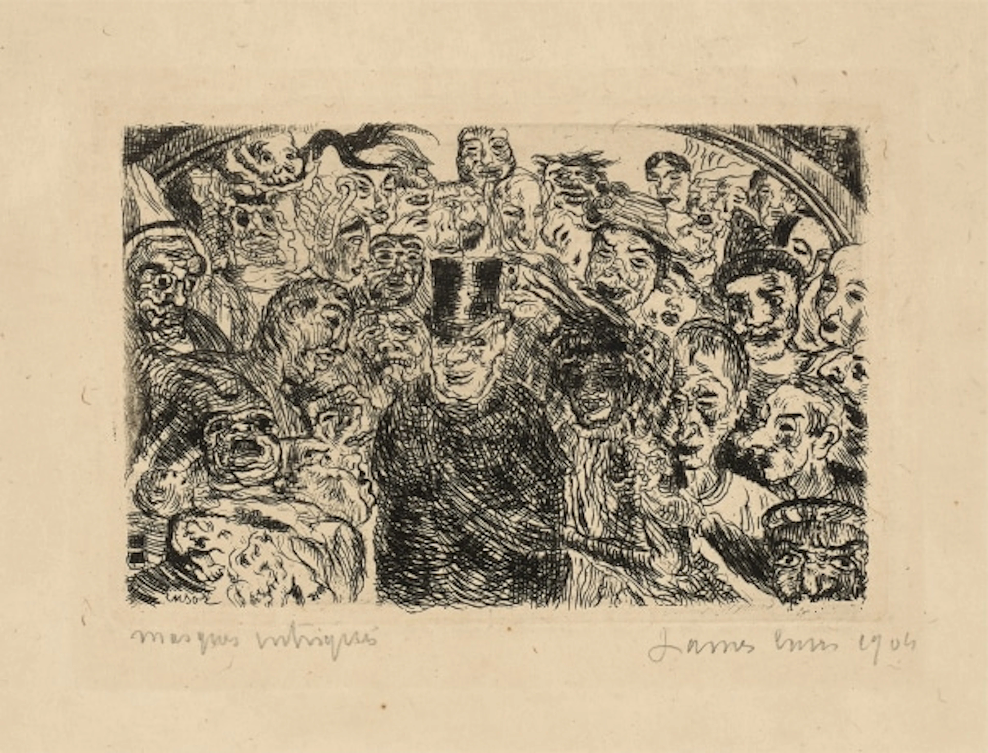 James Ensor - Masques intrigués (Perplexed Masks) (T. 128, E. 133)