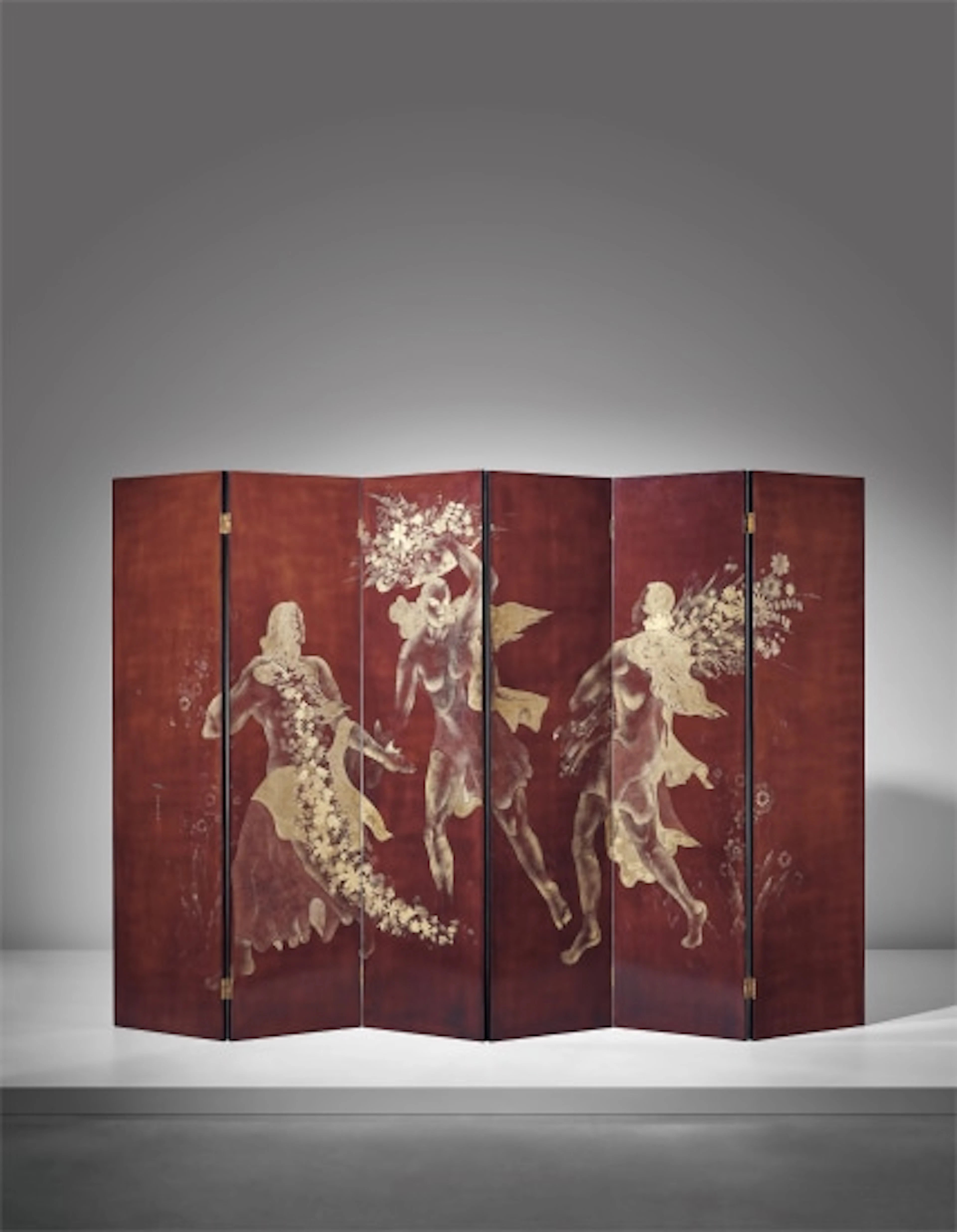 Important and rare six-panelled screen with mythological scene