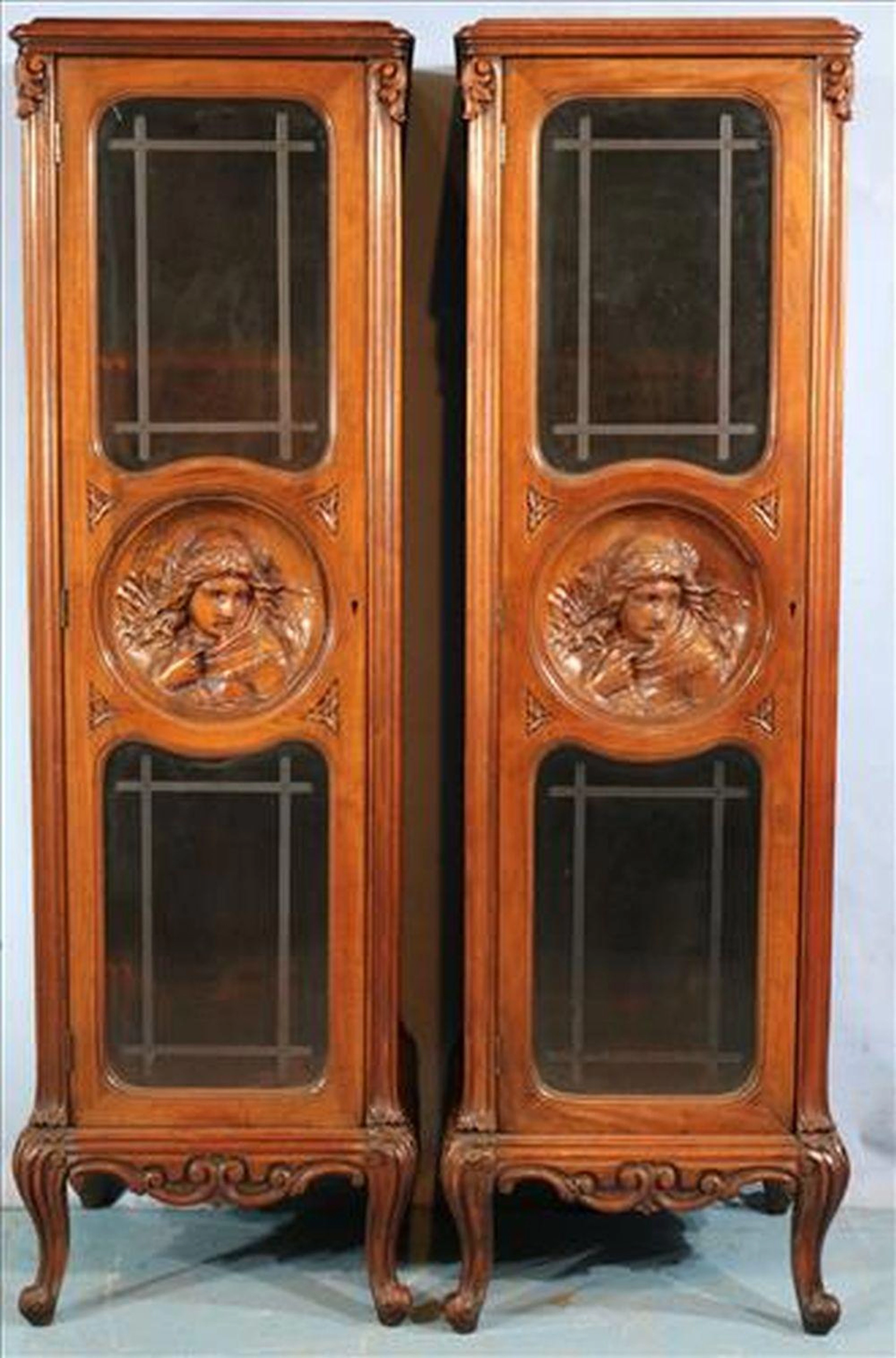 Pair of French walnut cabinets