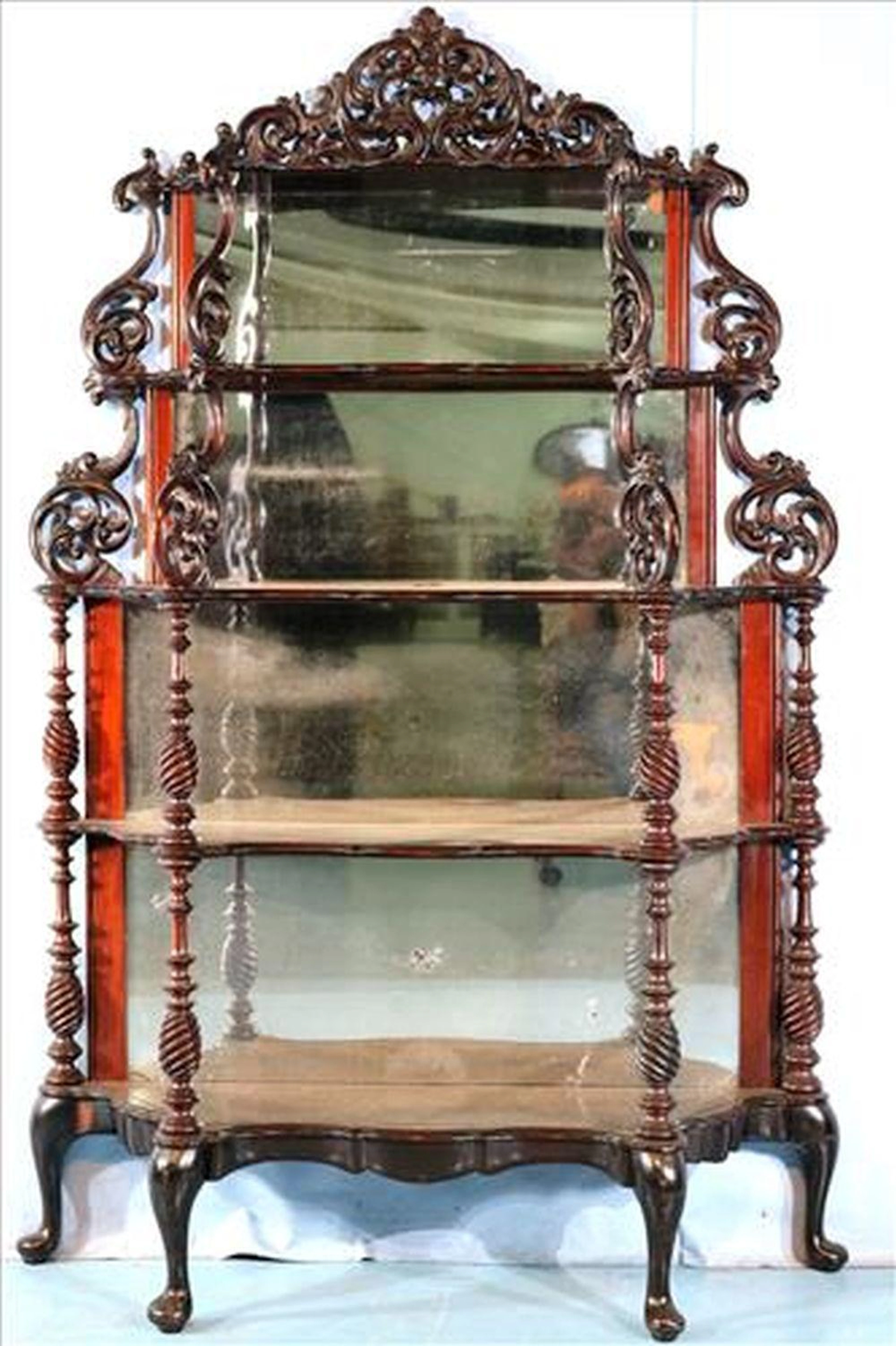 Rosewood rococo etagere with mirror