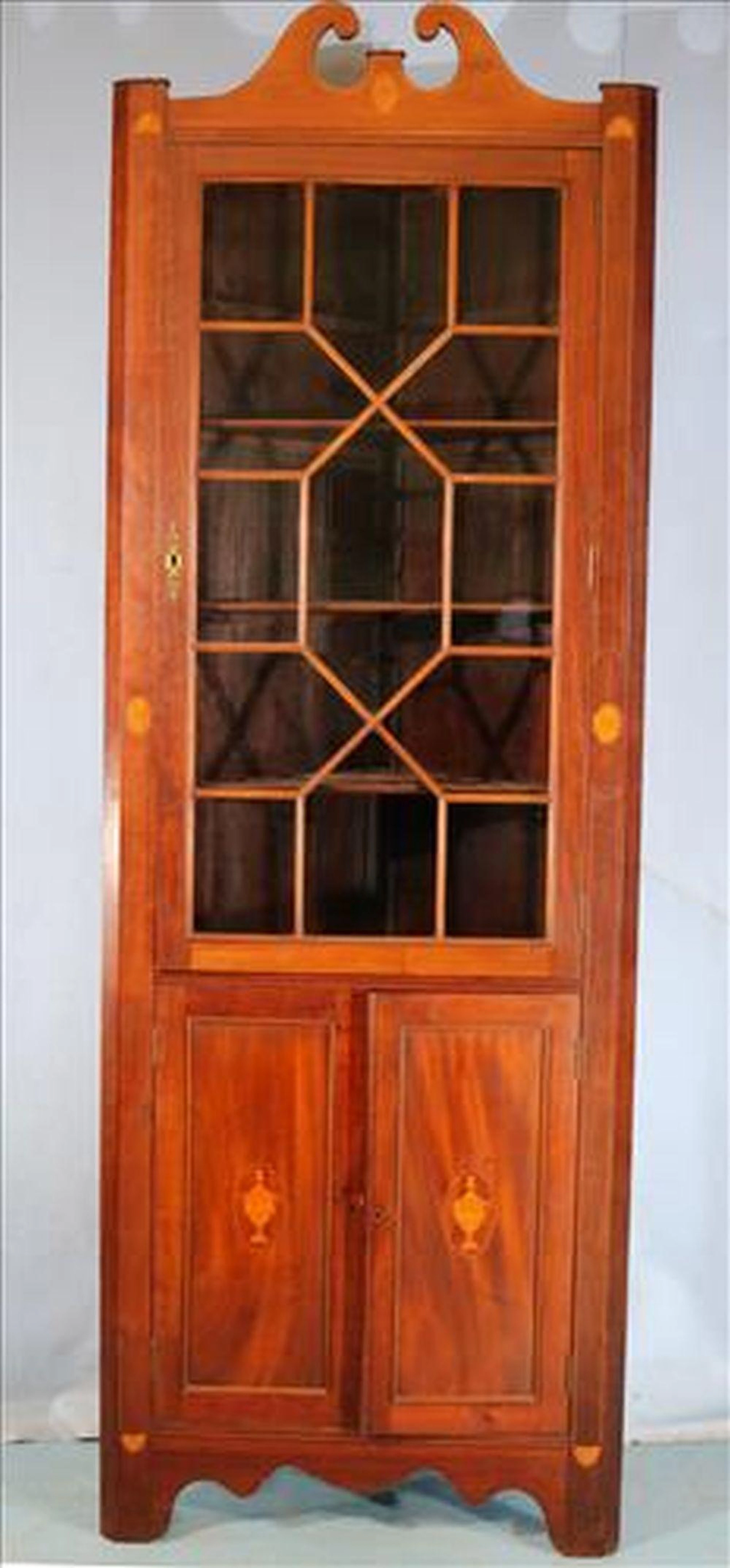Mahogany inlaid corner cabinet