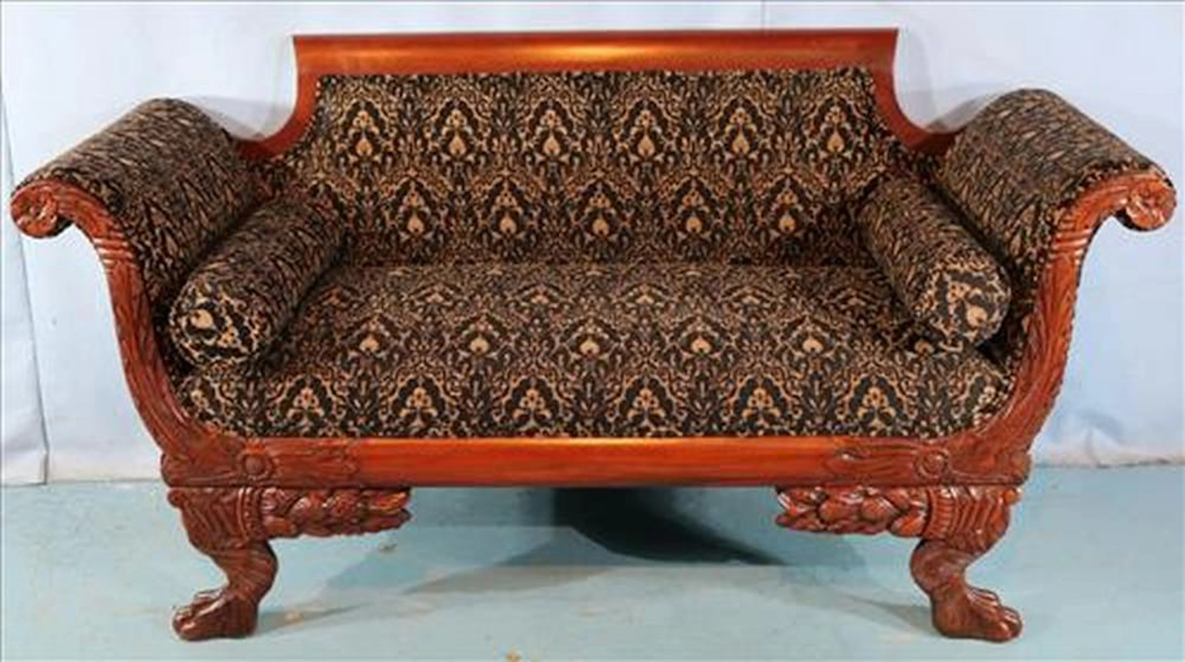 Mahogany Federal carved love seat