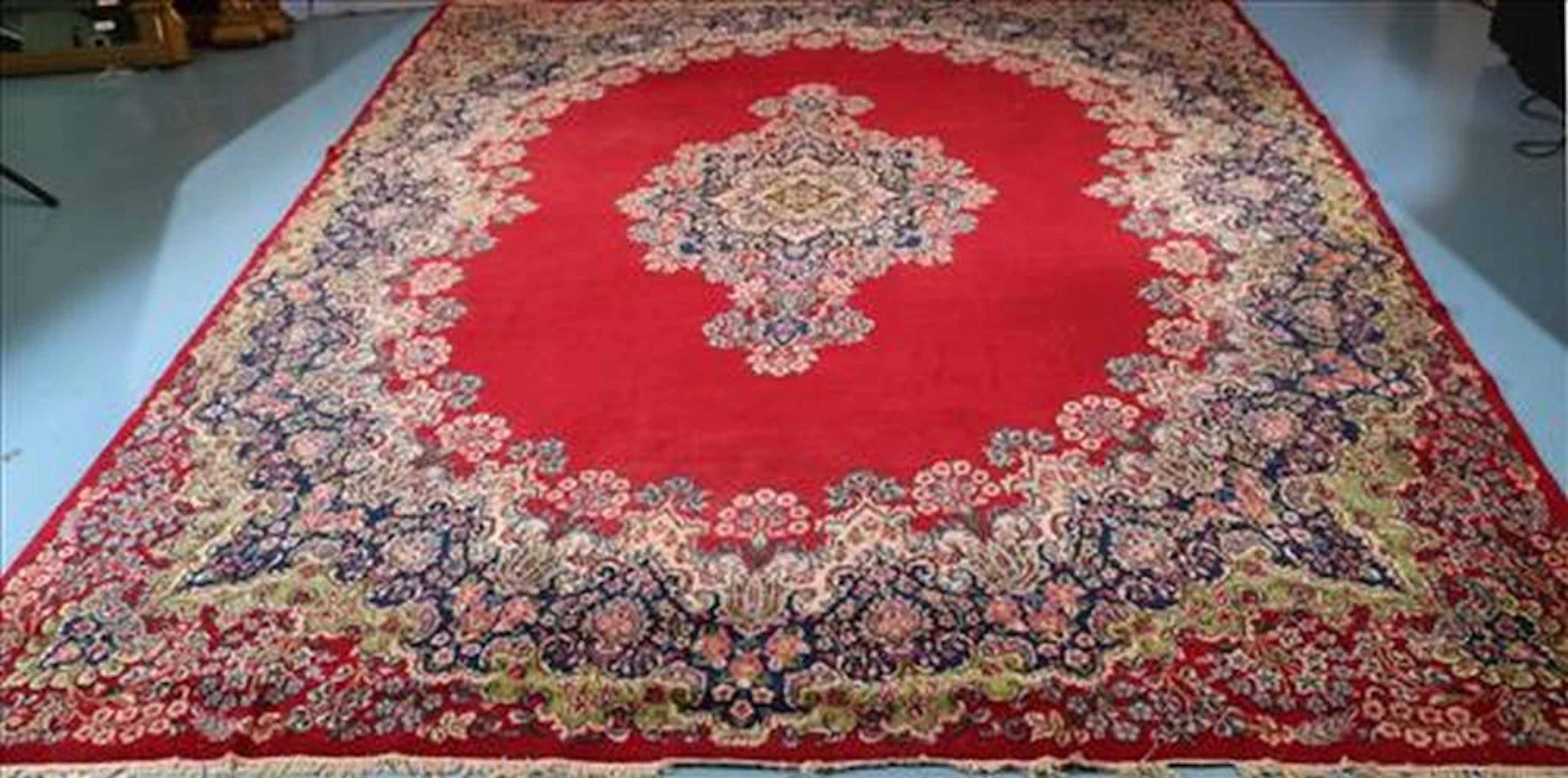 Kerman room size hand knotted Persian rug