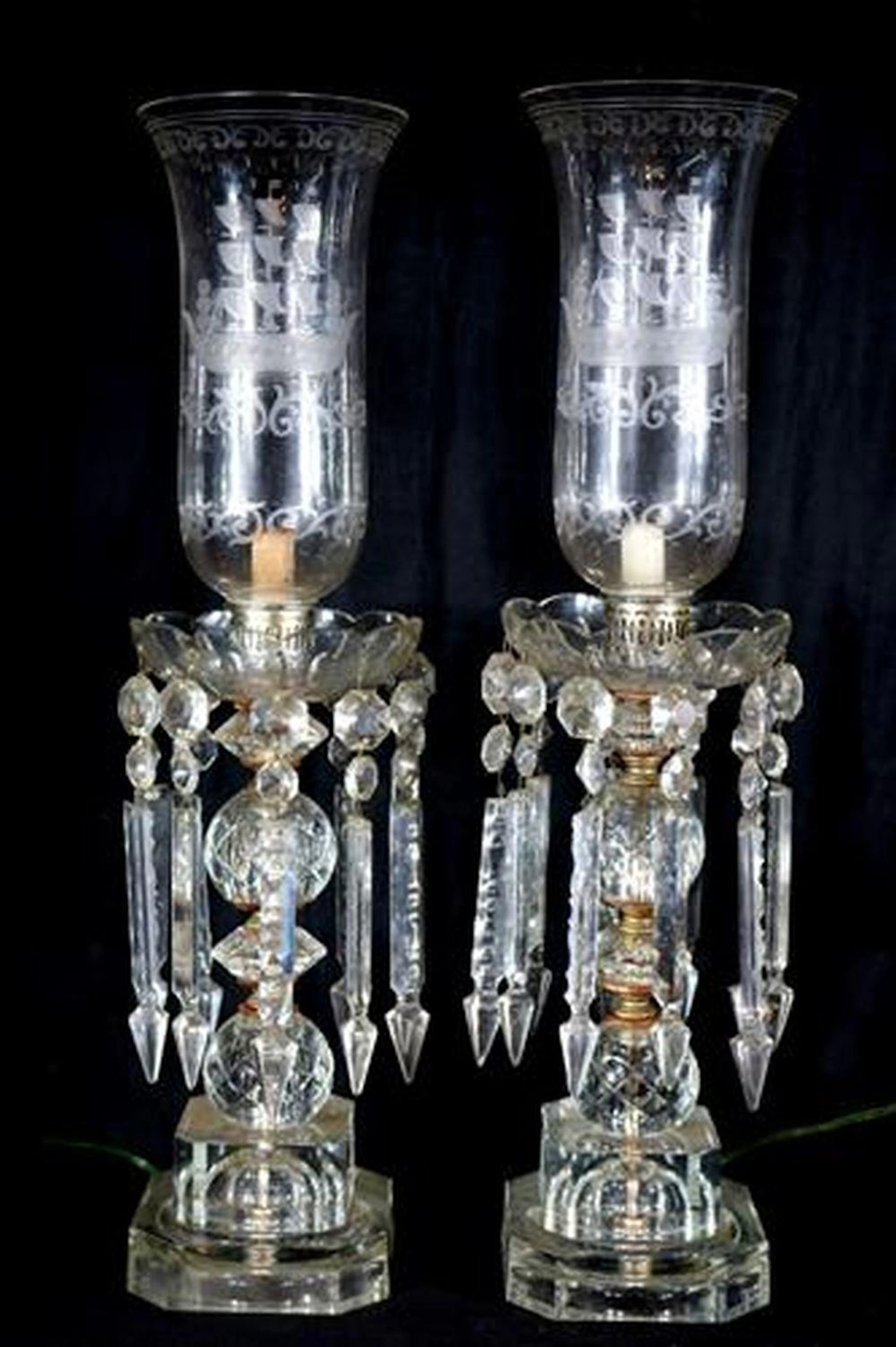 2 piece hurricane prism lamps, 24 in. T.