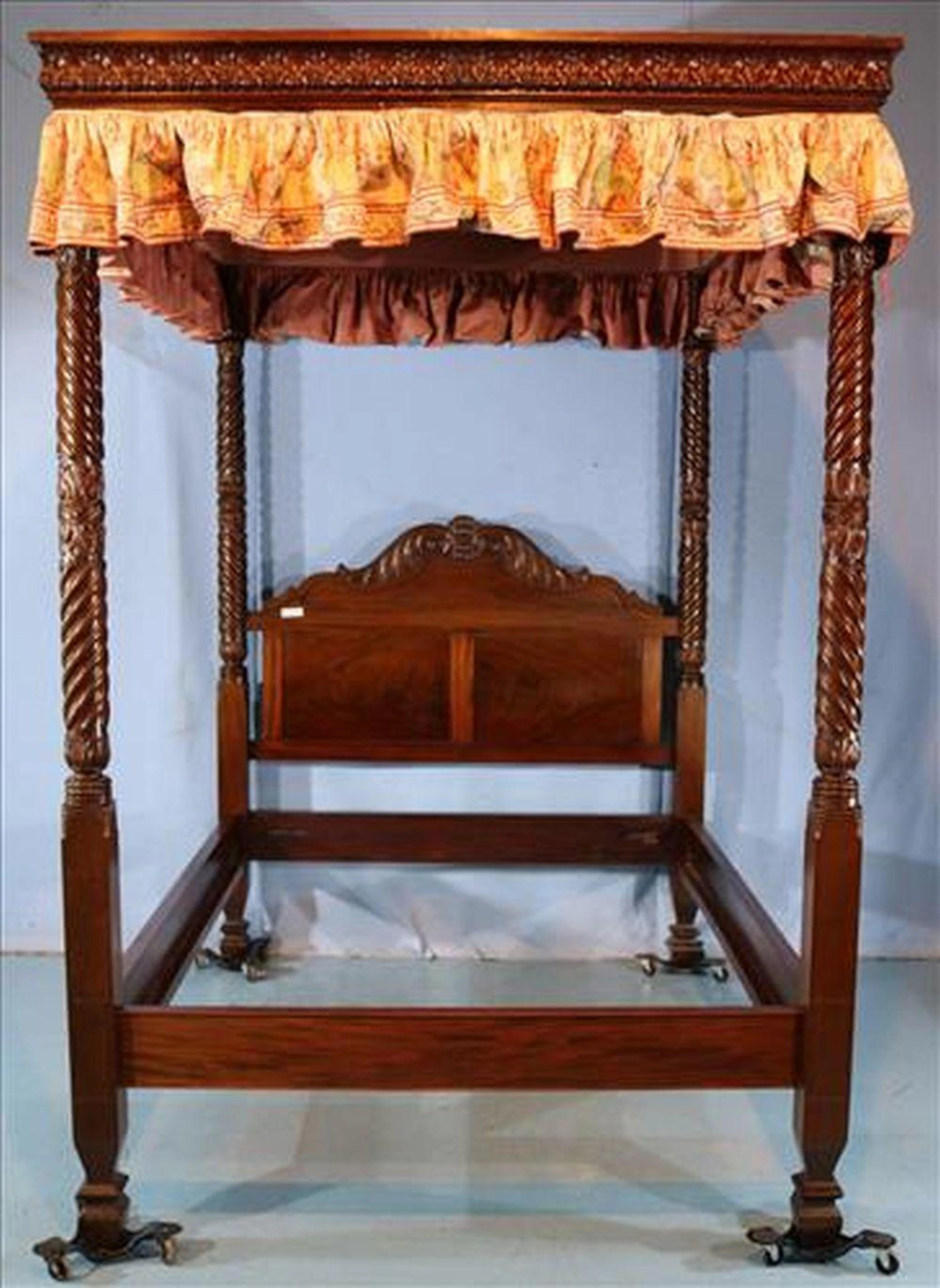 Mahogany Federal canopy bed with carved post