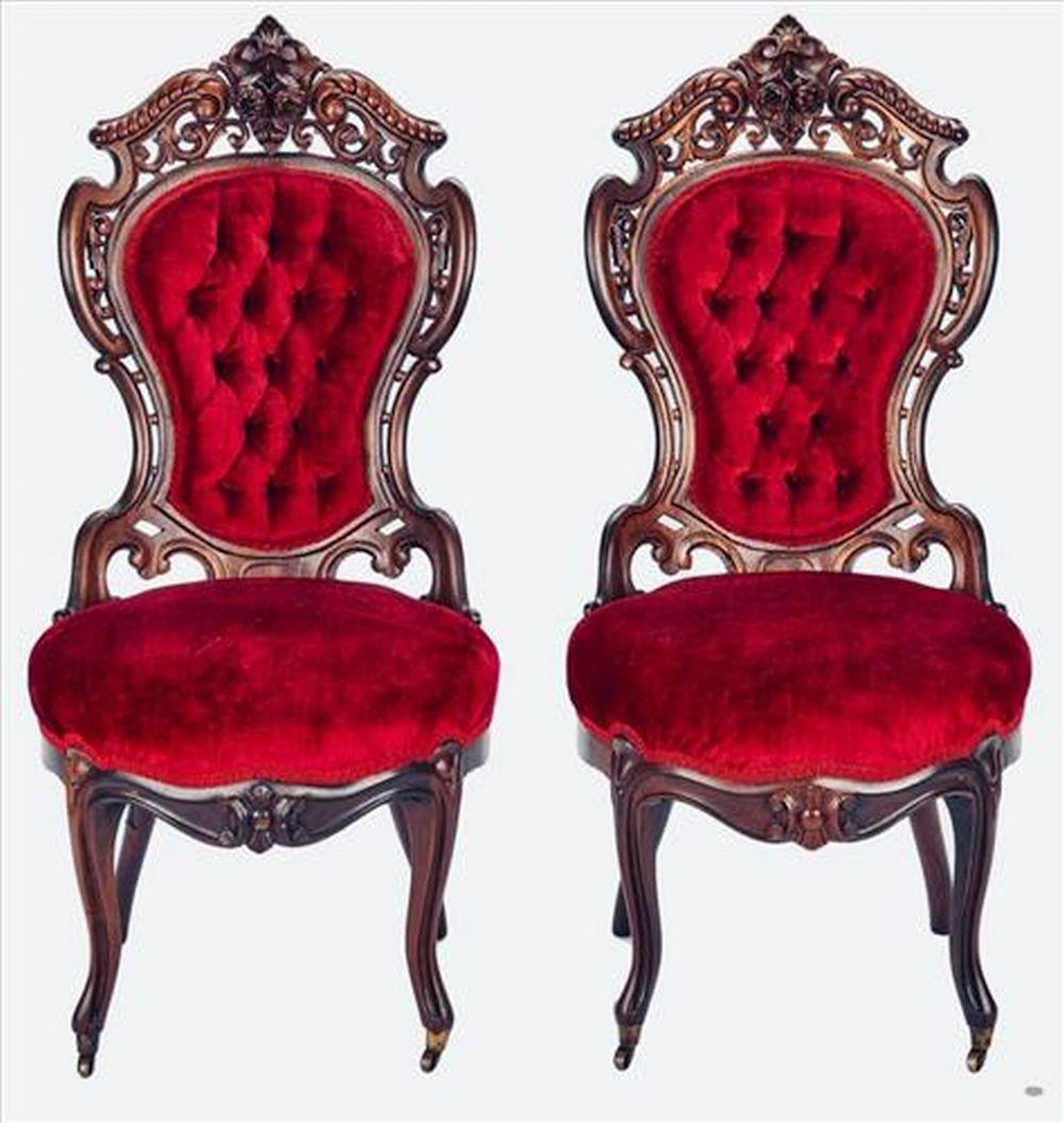 Pair Rosewood laminated side chairs by Meeks