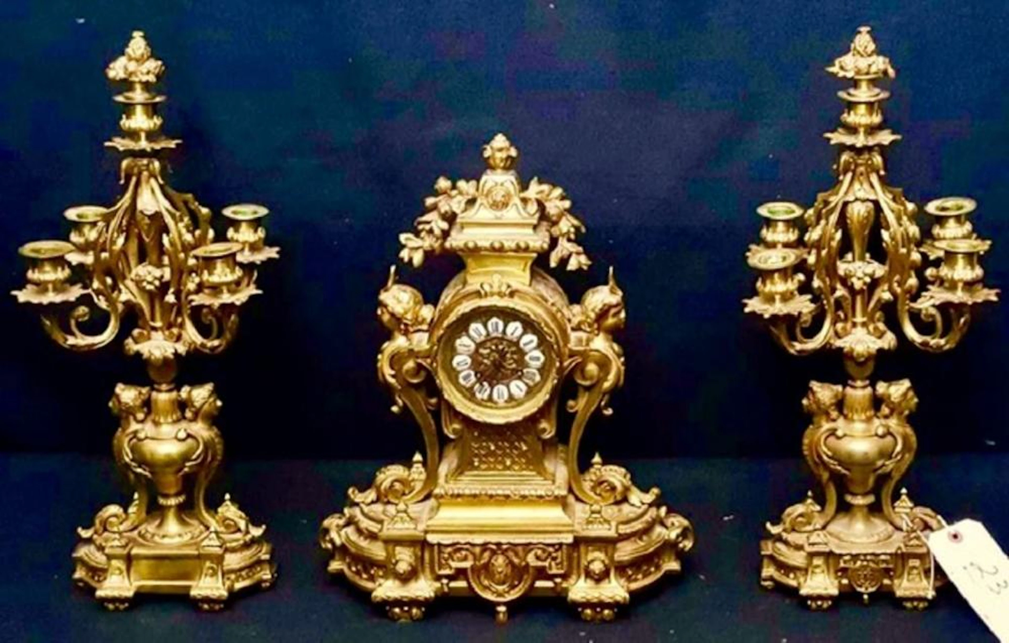 19th Century Gilt Bronze French Ornate Clock