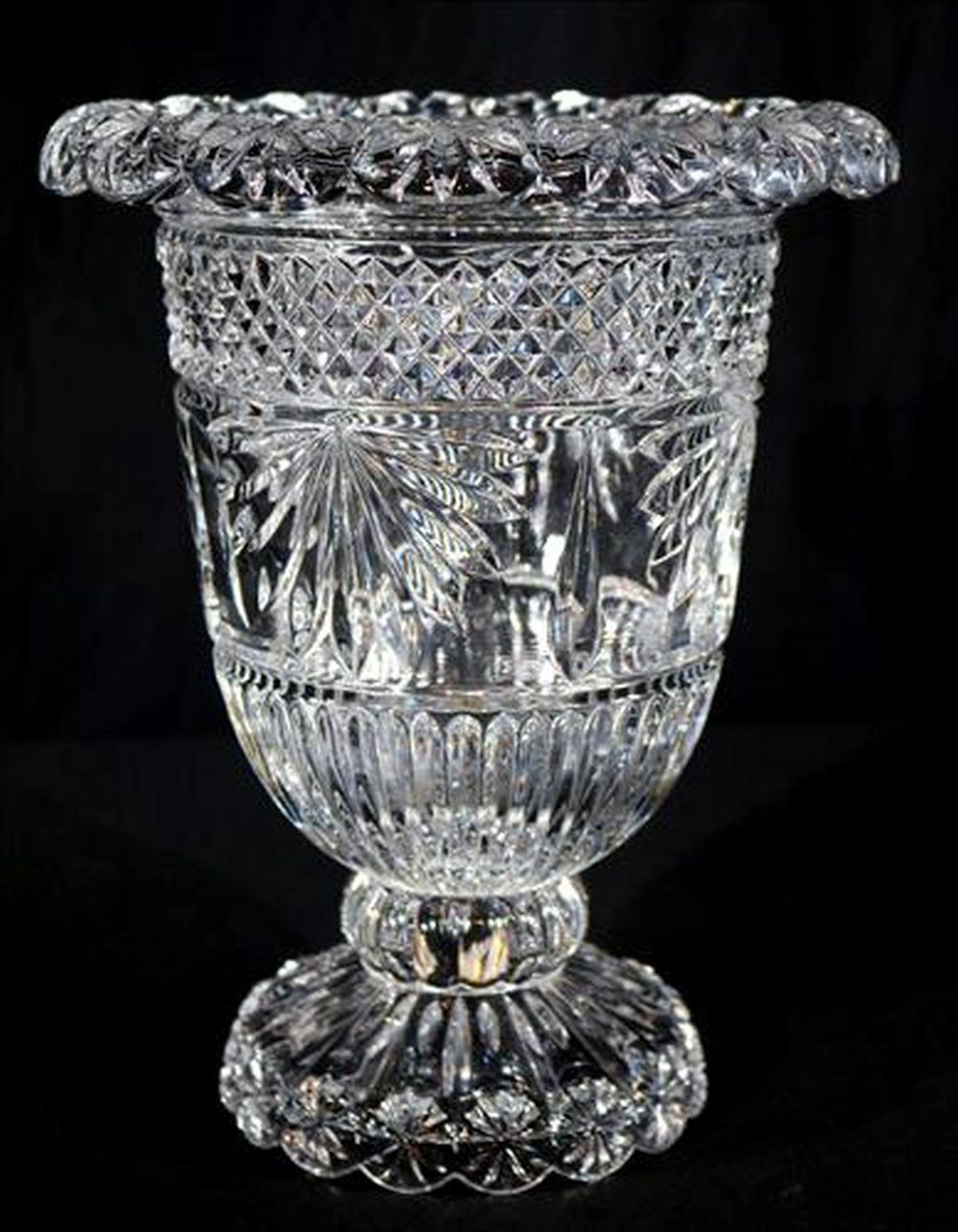 Crystal wine cooler, 11 in. T, 9 in. Dia.
