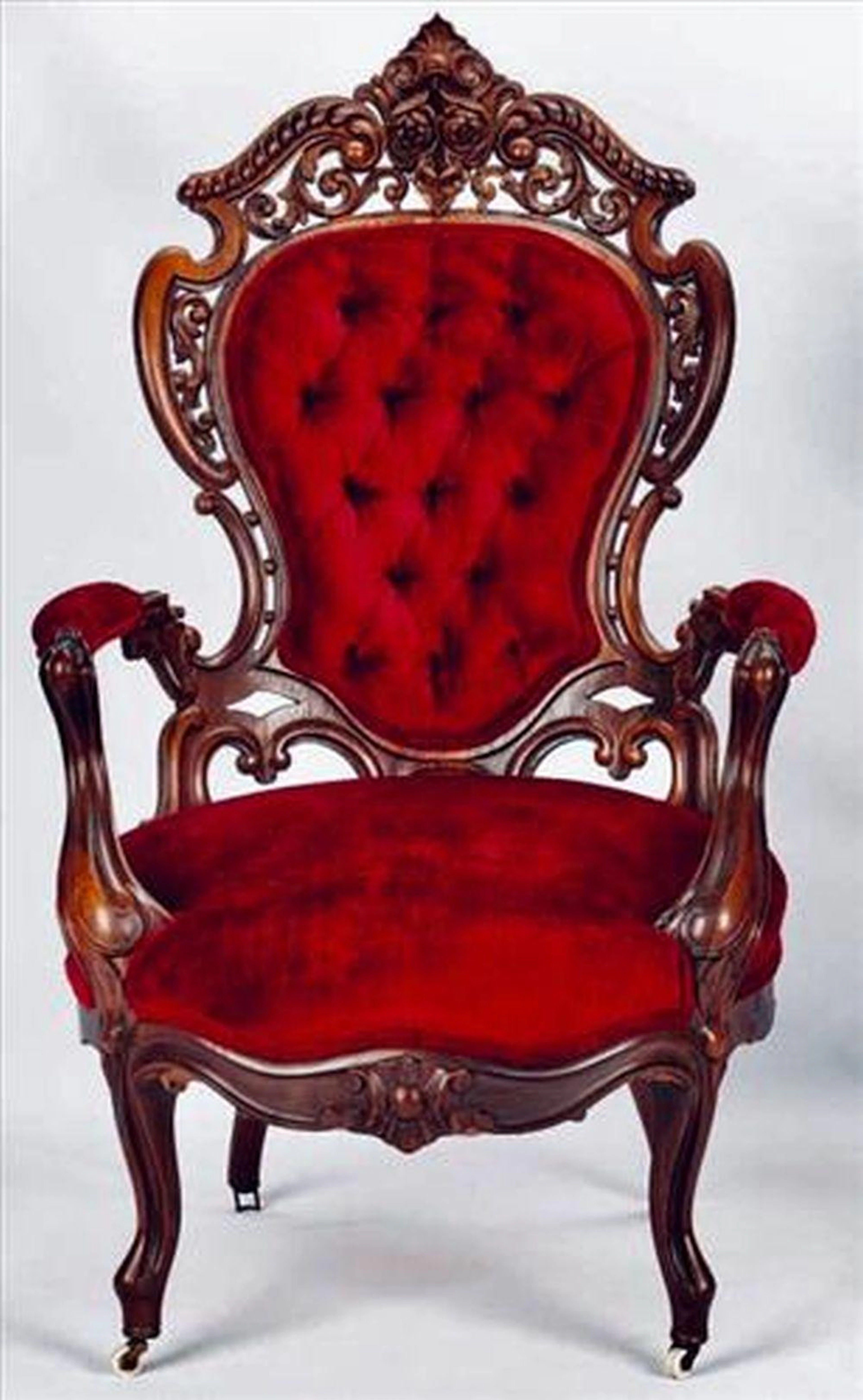 Rosewood rococo laminated arm parlor chair