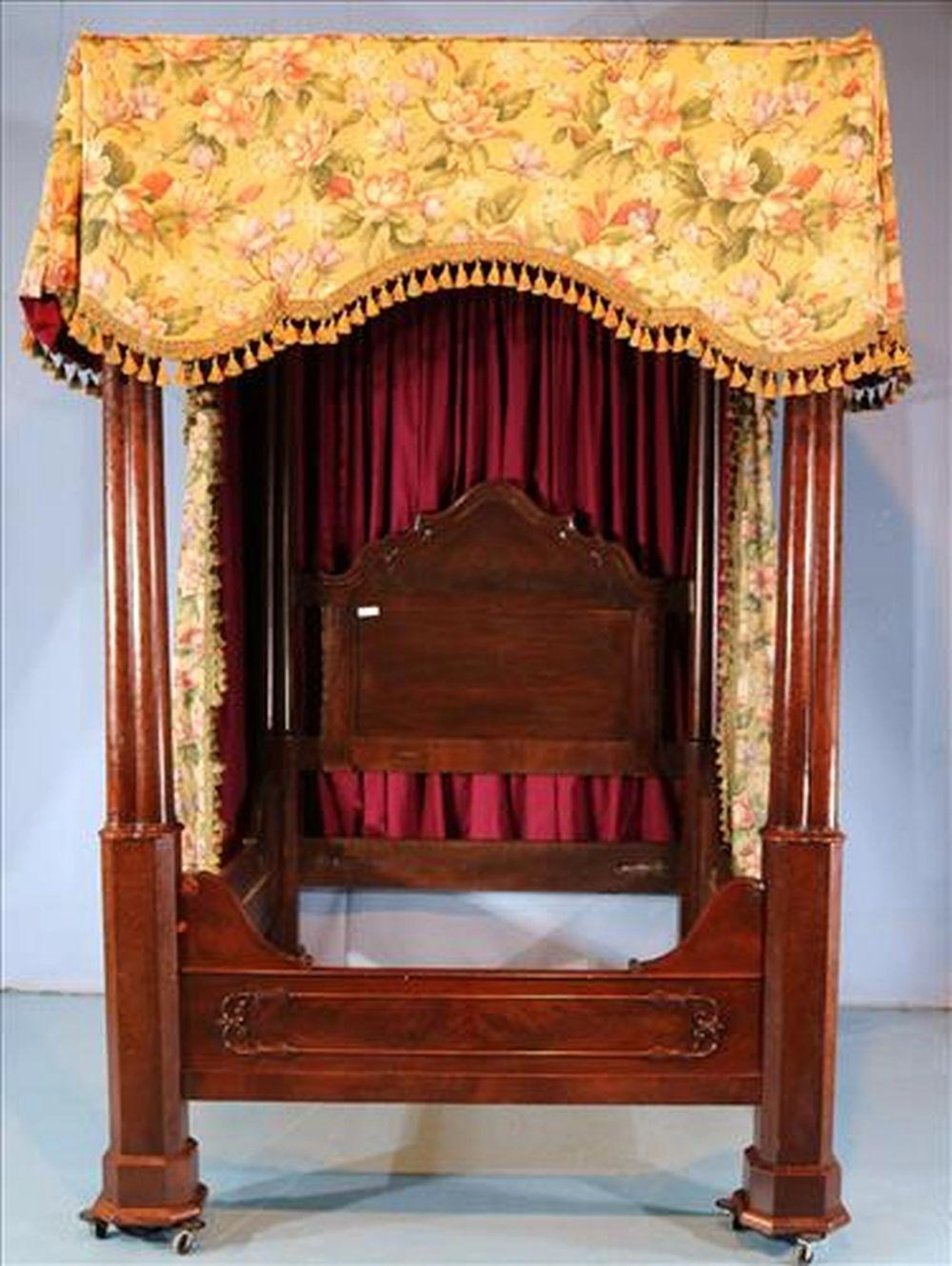 Mahogany Empire full tester bed with drapes