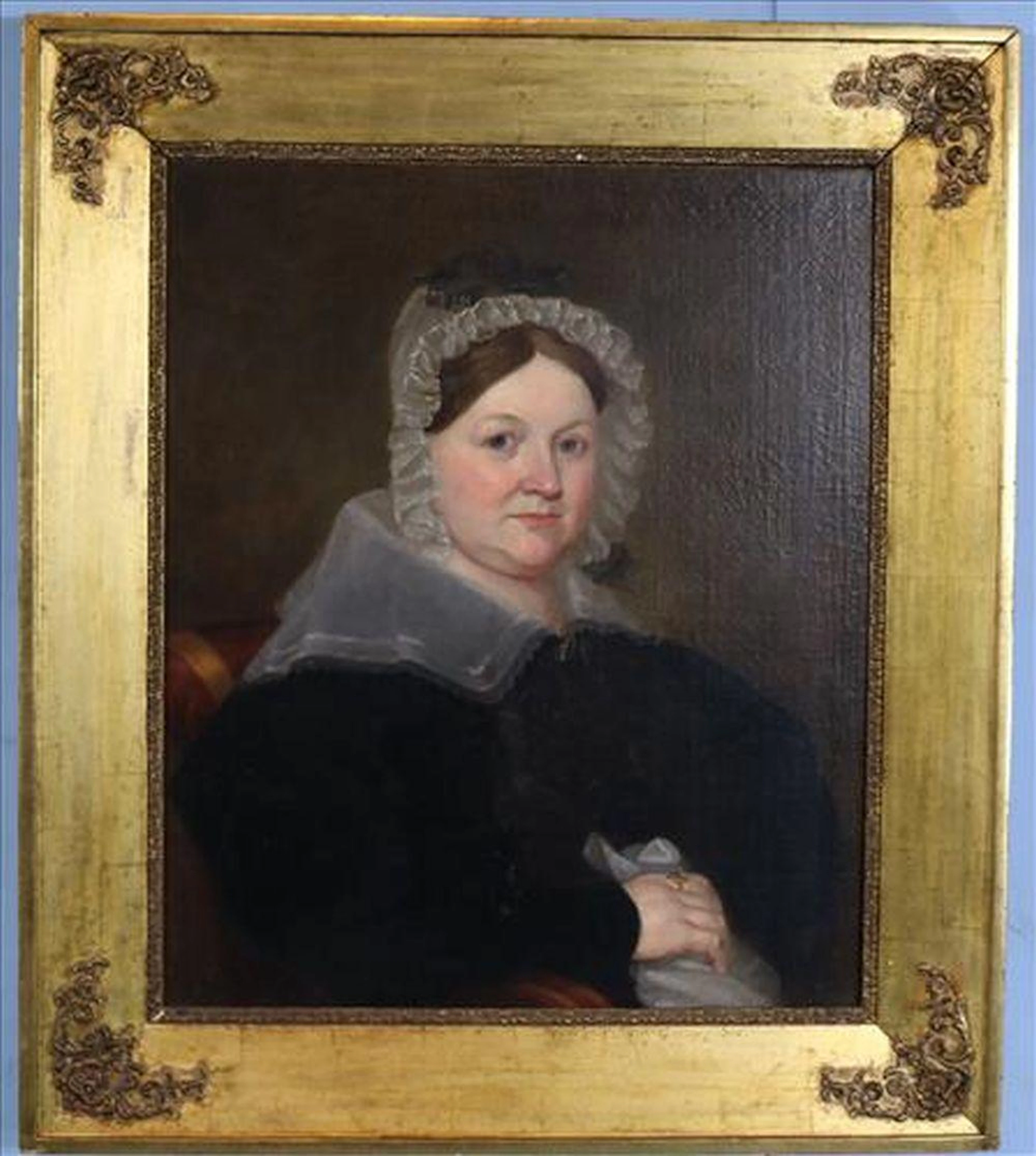 Oil on canvas portrait of Victorian lady, 39 x 34