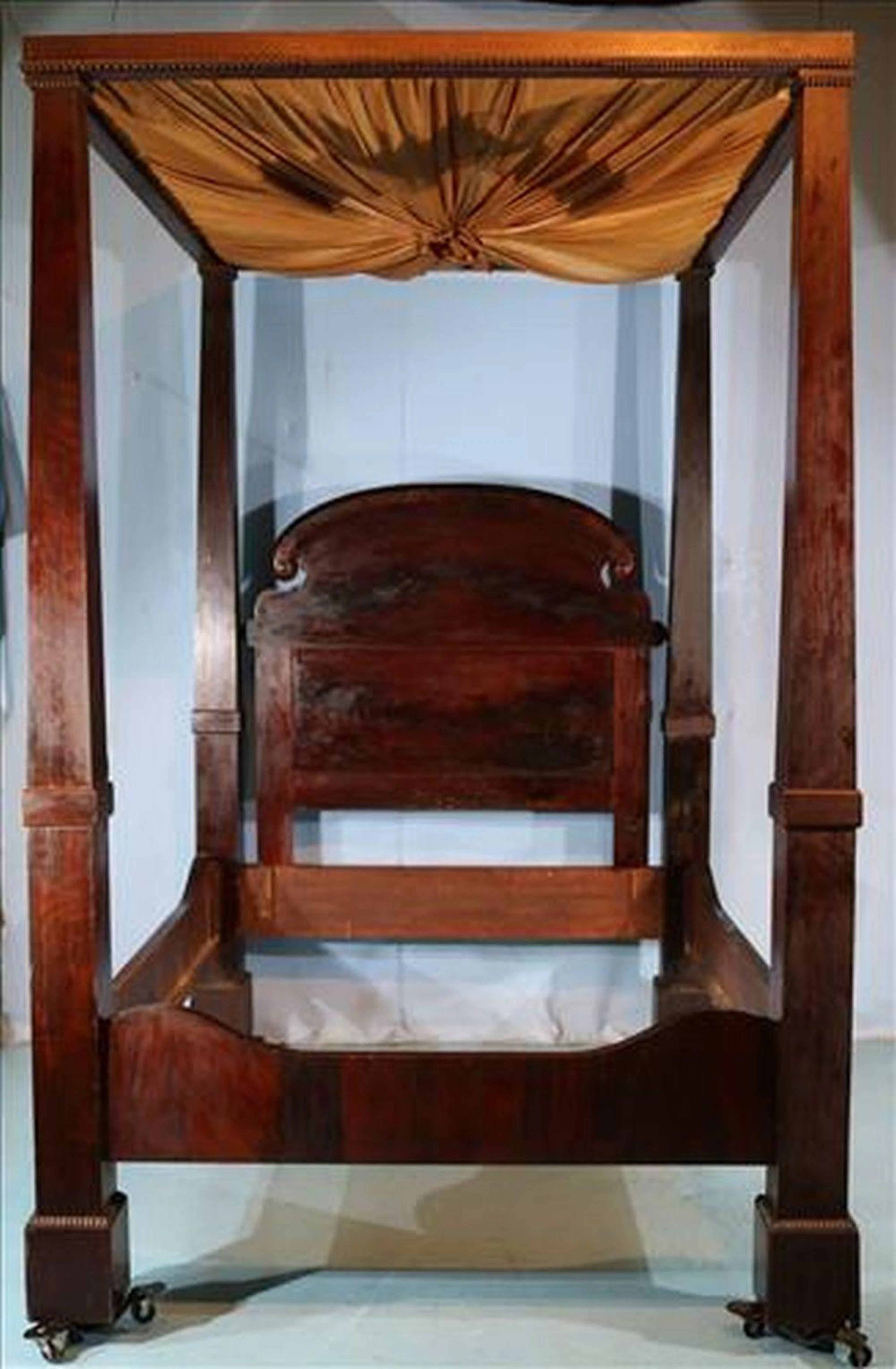 Mahogany Empire full tester bed with square post