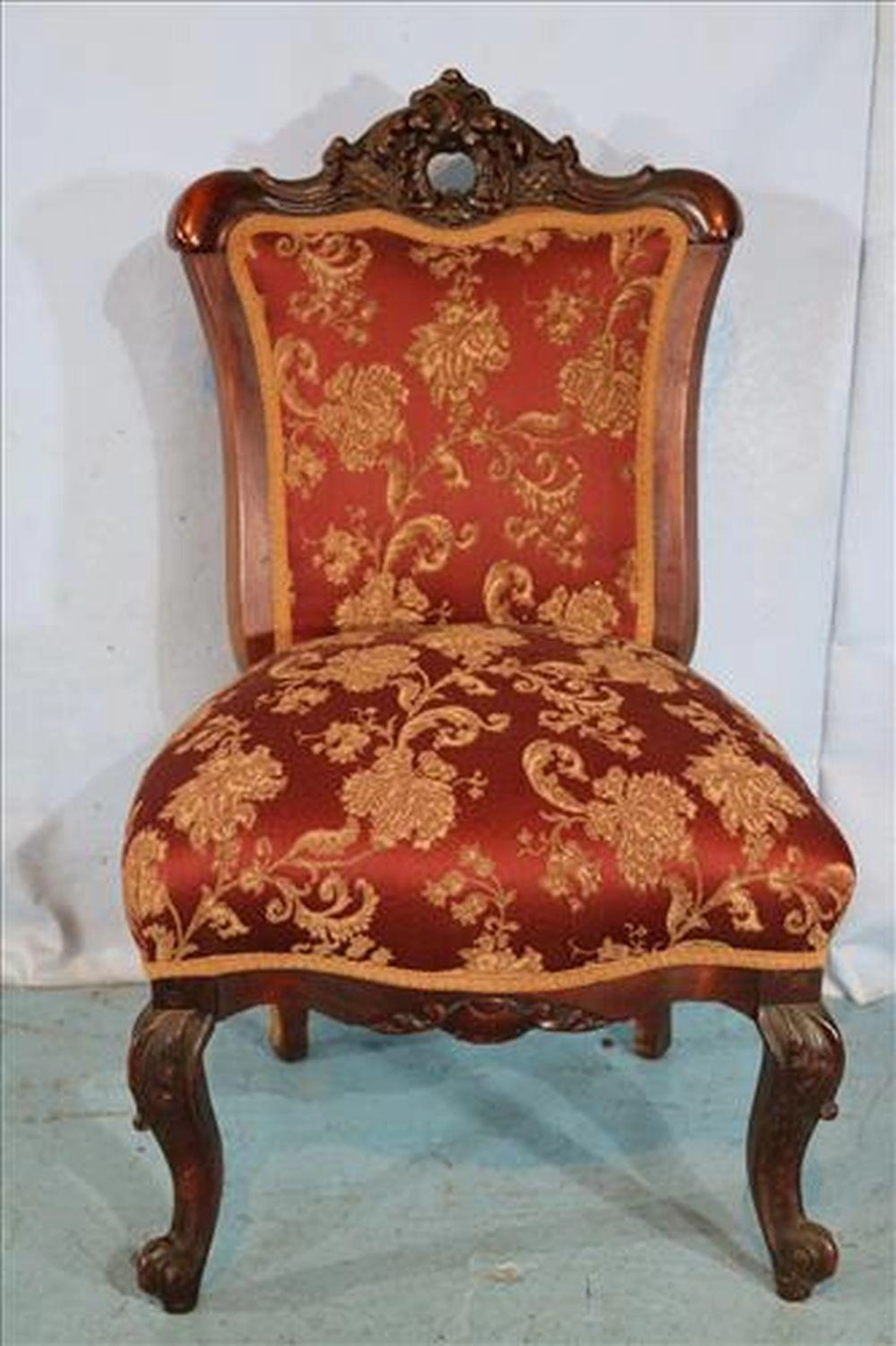 Solid mahogany carved side parlor chair