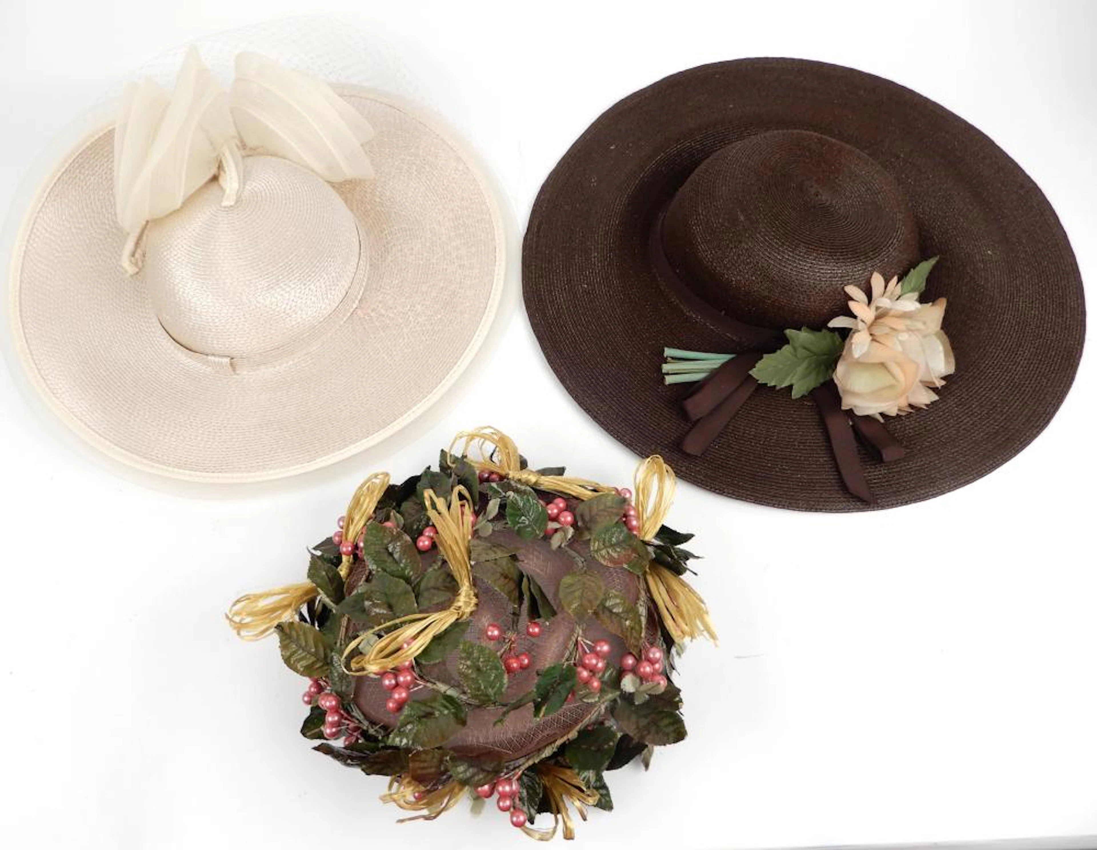 Three lady's vintage designer hats