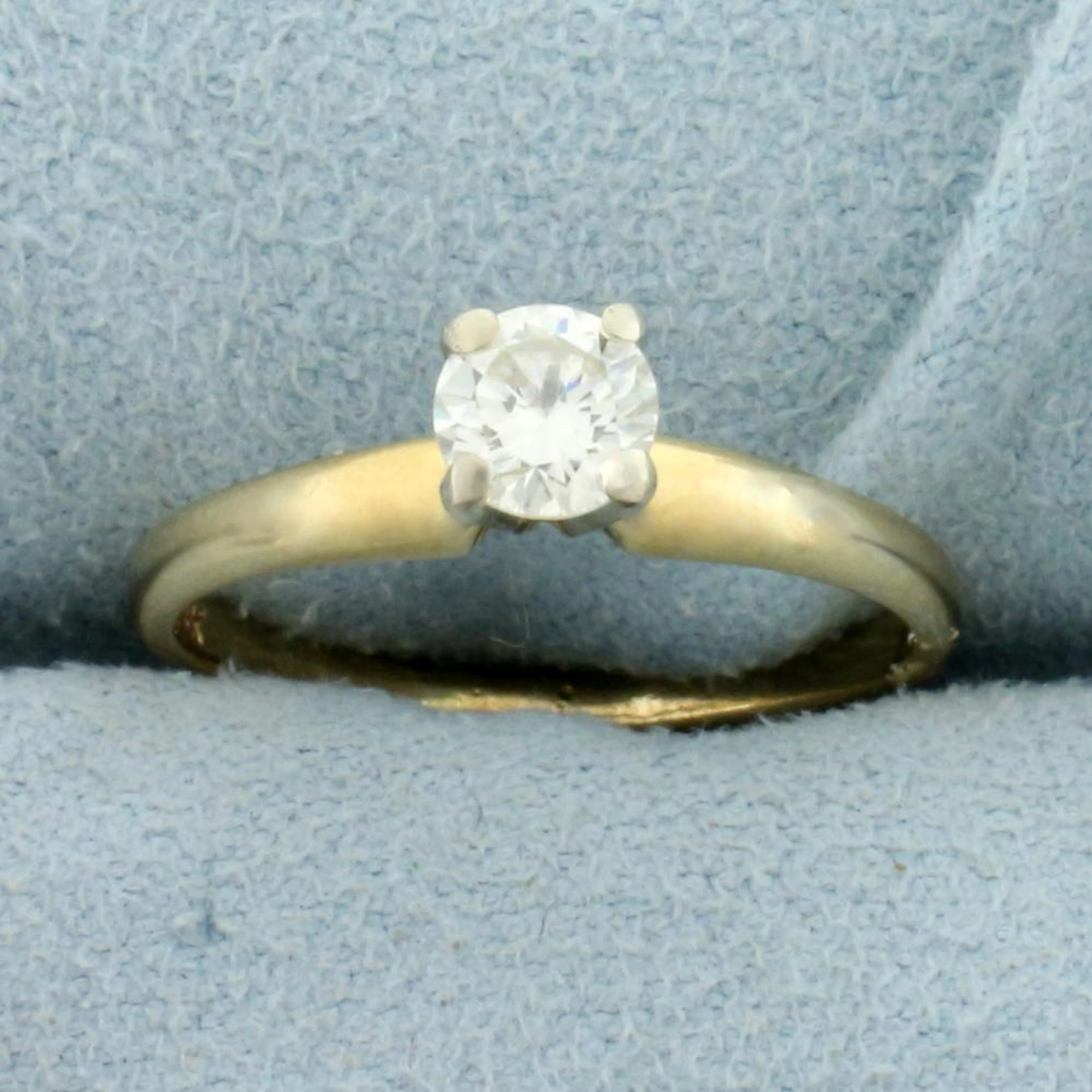 Diamond Solitaire Engagement Ring in 14K Yellow Gold