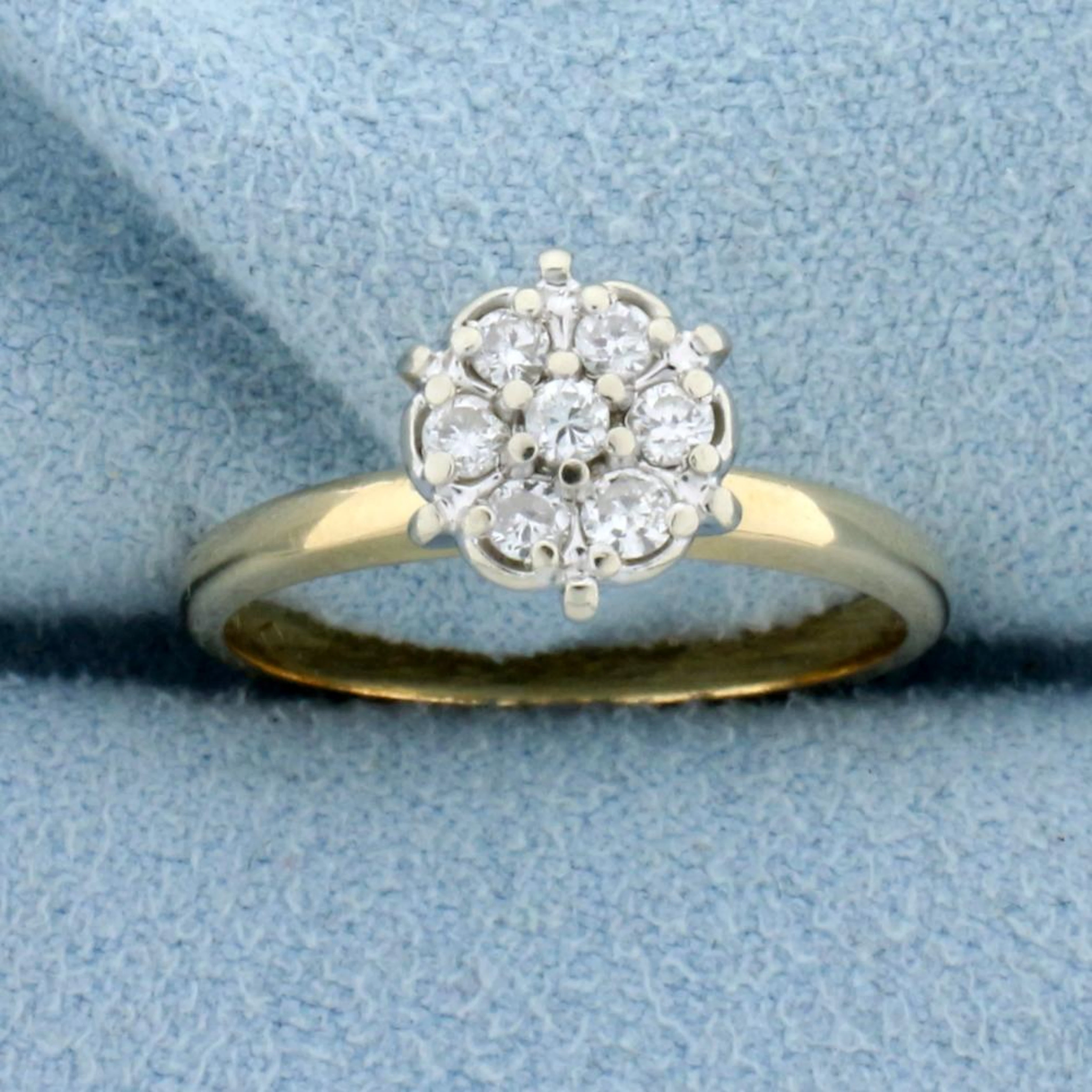 1/3CTW Vintage Diamond Cluster Ring in 14K Yellow Gold