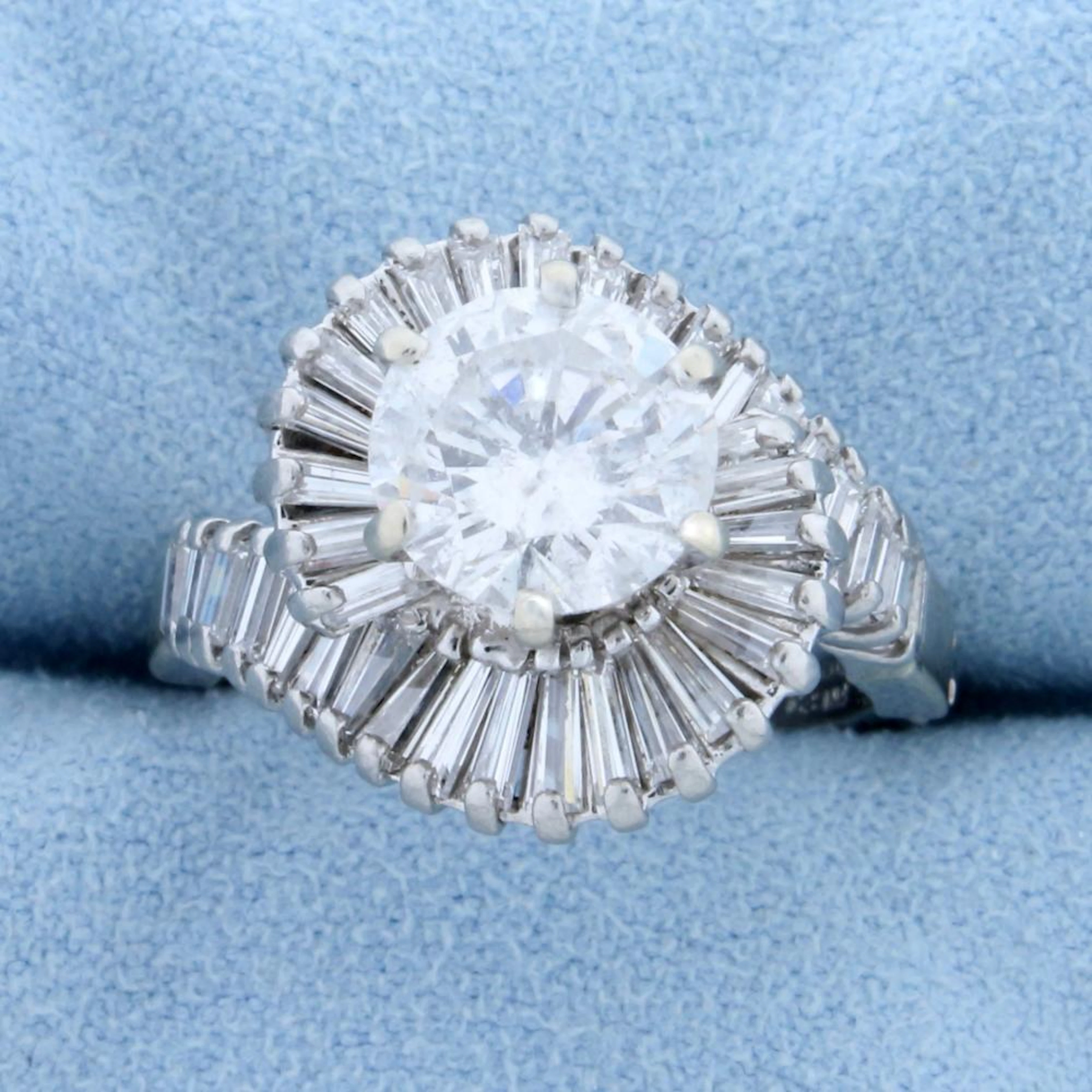 Vintage 4ct TW Diamond Ballerina Ring in 14k White Gold