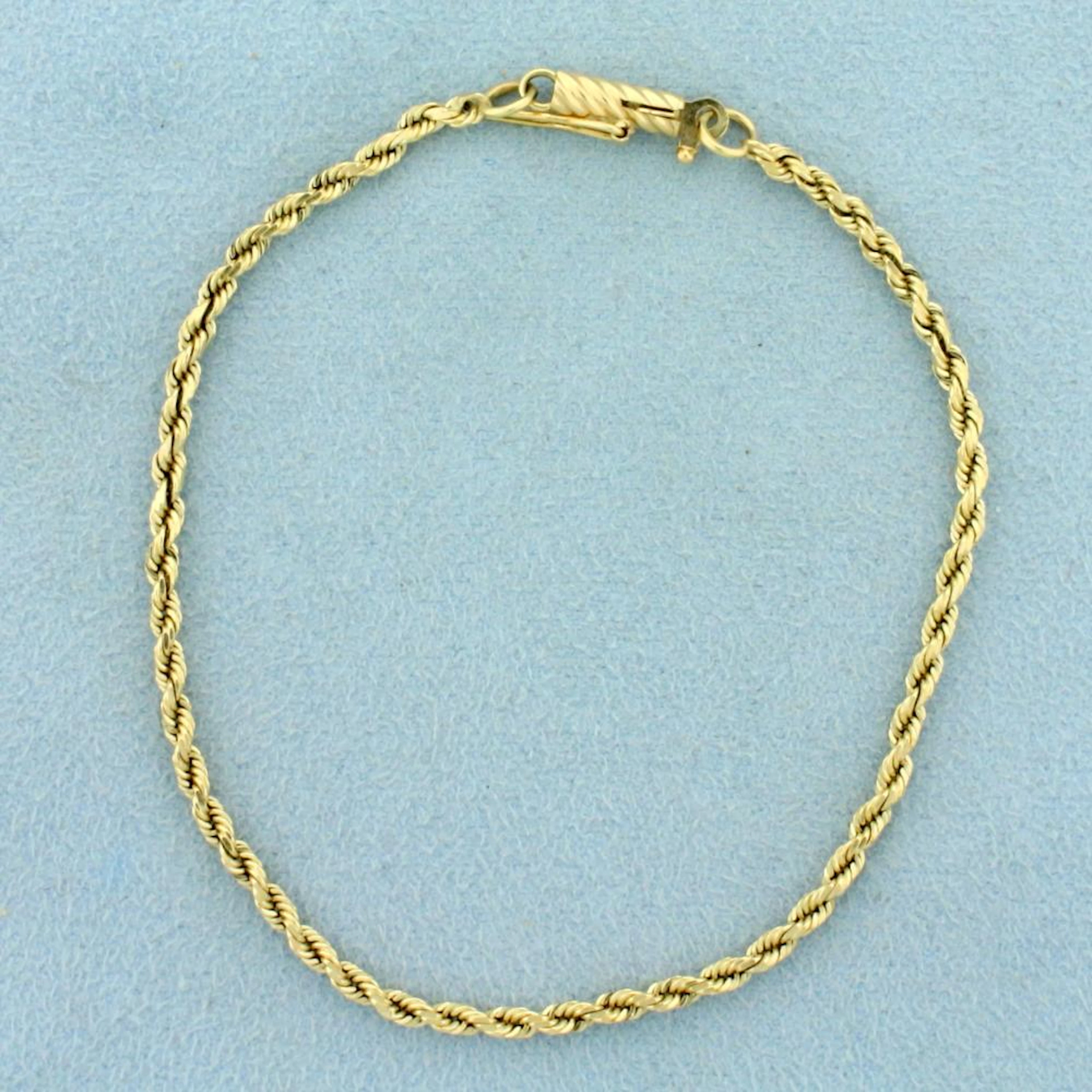 7 1/4 Inch Rope Link Chain Bracelet in 14K Yellow Gold