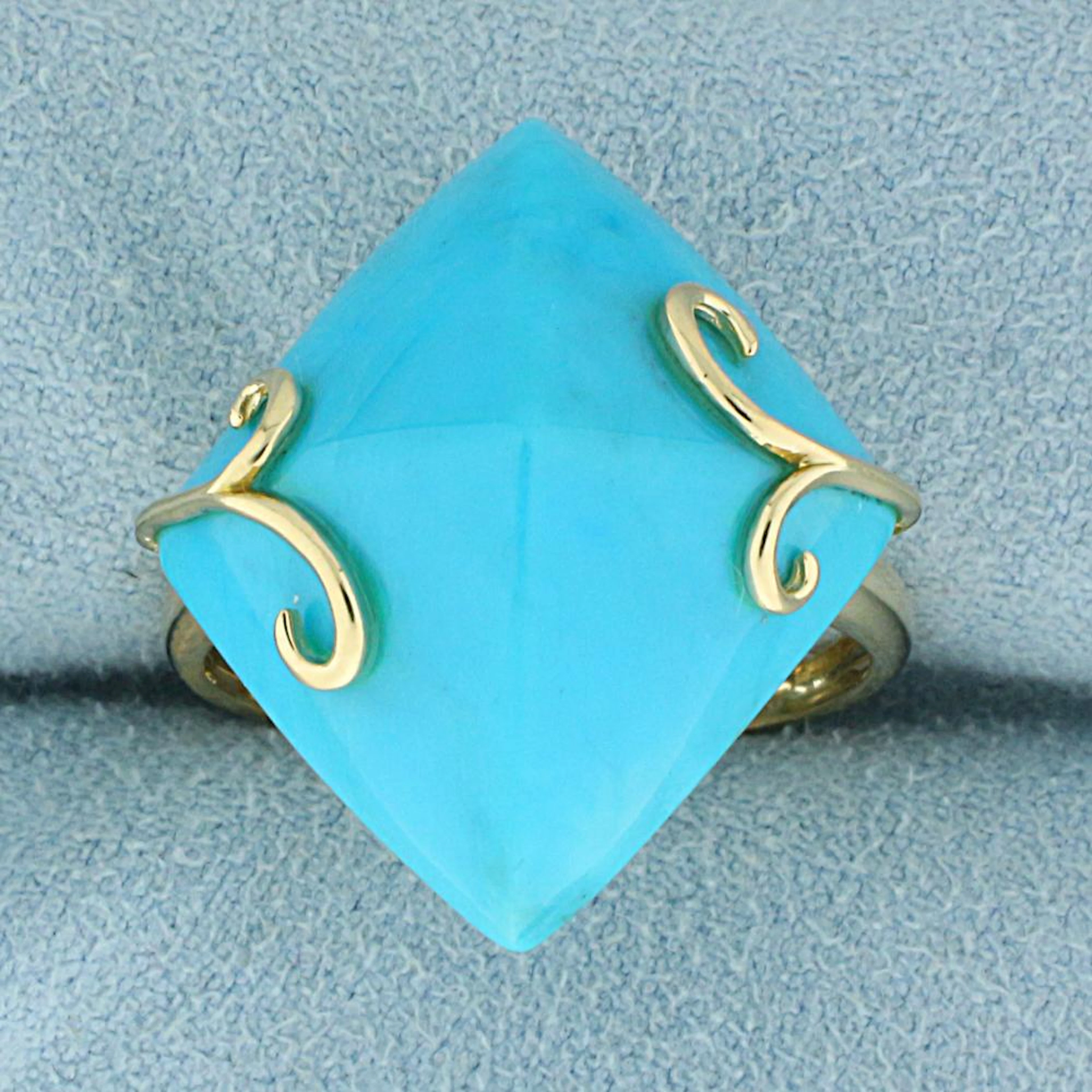 Persian Turquoise Statement Ring in 14K Yellow Gold
